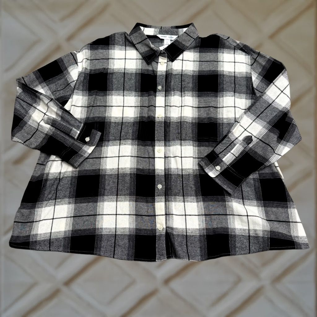 Old Navy VINTAGE Old Navy Shirt Plaid 2XL Black White Buffalo Button-Up Womens Plus Boyfriend Flannel Short Description Size XXL / US 16-18 / IT 52-54 - 1 Thumbnail