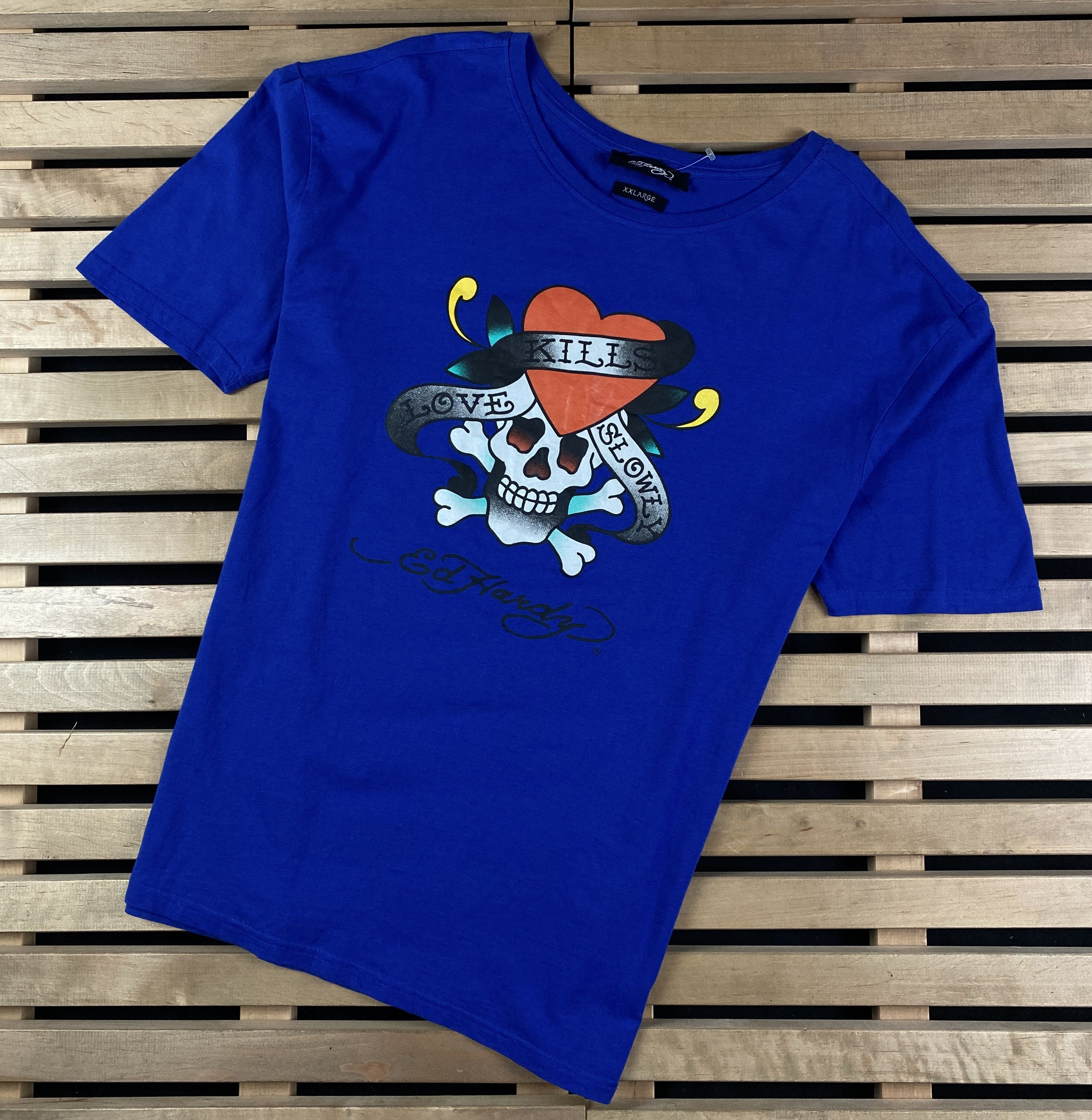 Ed Hardy Mens T-Shirt Ed Hurdy Big Print Size XXL Blue Size US XXL / EU 58 / 5 - 1 Thumbnail
