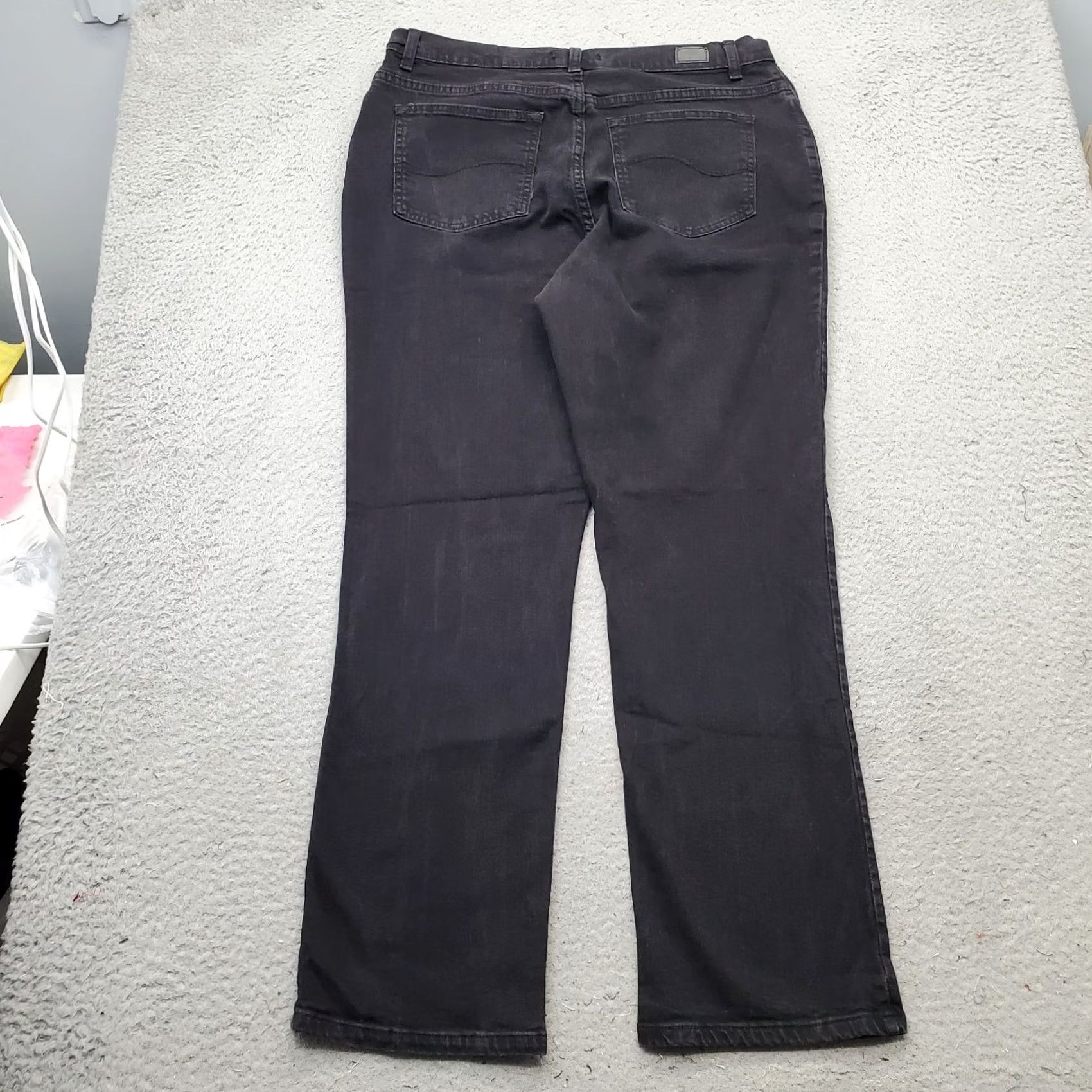 Lee Lee Jeans Womens Size 16 Black Denim Stretch Relaxed Straight Leg - 5-Pocket Denim Size 38" / US 16 / IT 52 - 2 Thumbnail