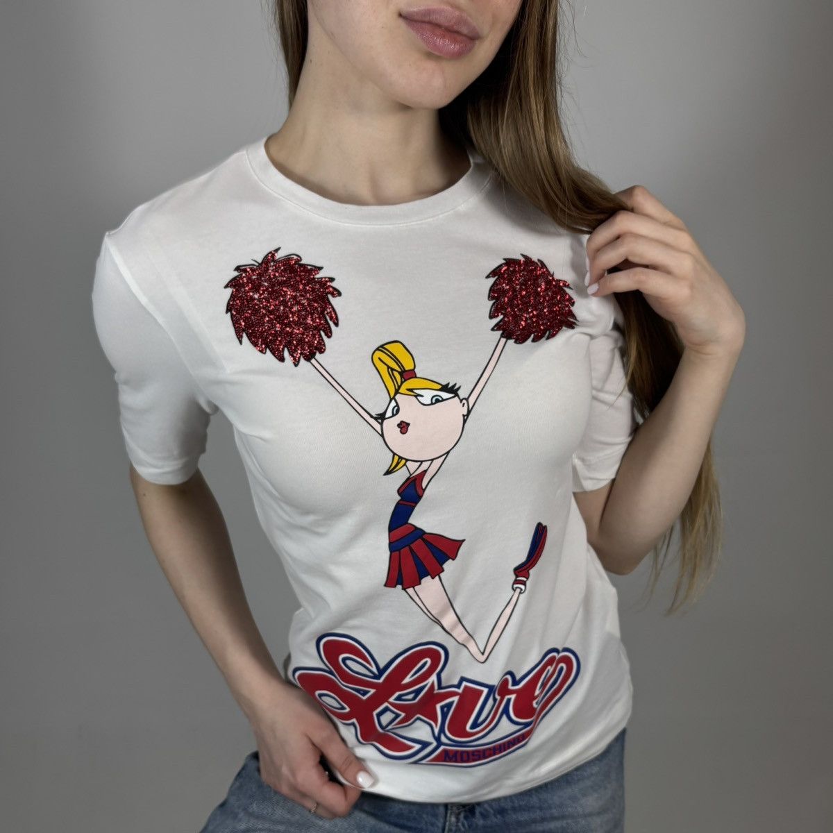 Moschino Vintage Y2K Moschino Love Sequin Embellished Luxury T-shirt Size S / US 4 / IT 40 - 1 Thumbnail