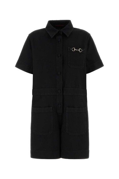 Gucci o1la5ras0426 Denim Jumpsuit With Horsebit in Black Size 38" / US 16 / IT 52 - 1 Preview