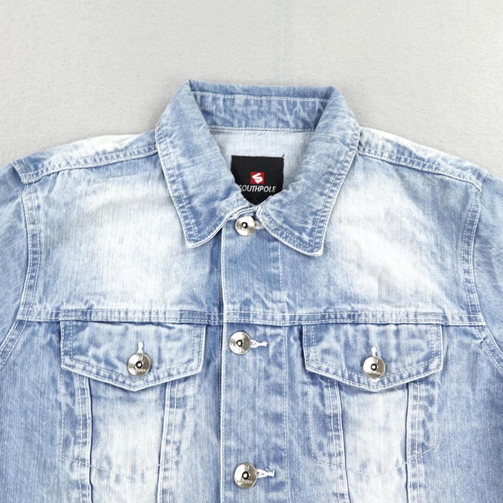 Southpole Southpole Denim Jacket Mens Small Blue Acid Wash Jean Trucker Button Up Coat Size US 29 - 2 Thumbnail