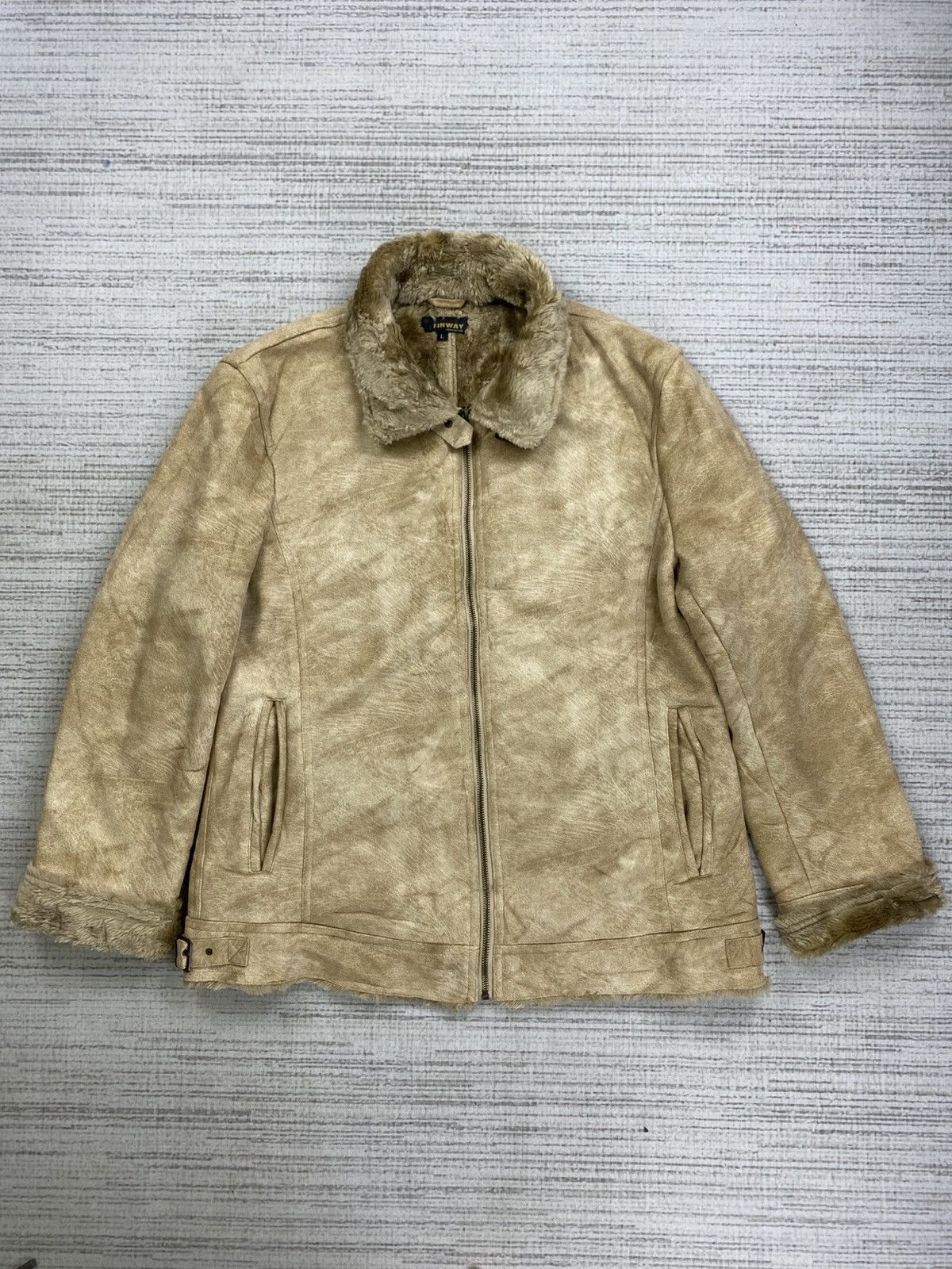 Leather Vintage FINWAY Suede Leather Faux Fur Lined Jacket Size US M / EU 48-50 / 2 - 1 Thumbnail