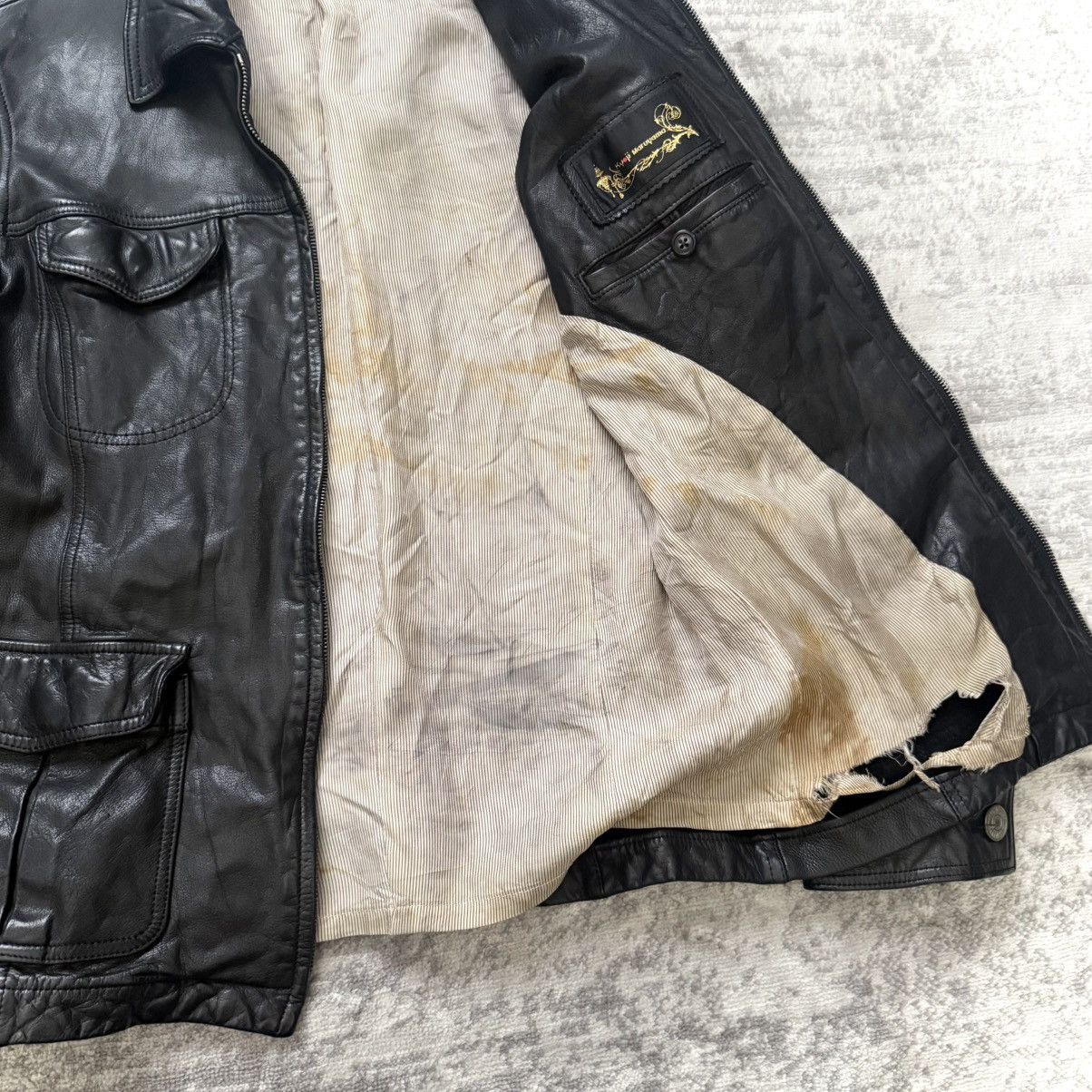 Yohji Yamamoto Early 2000's Kyoji Maruyama Jersey Cowhide Leather Jacket Size US M / EU 48-50 / 2 - 5 Thumbnail