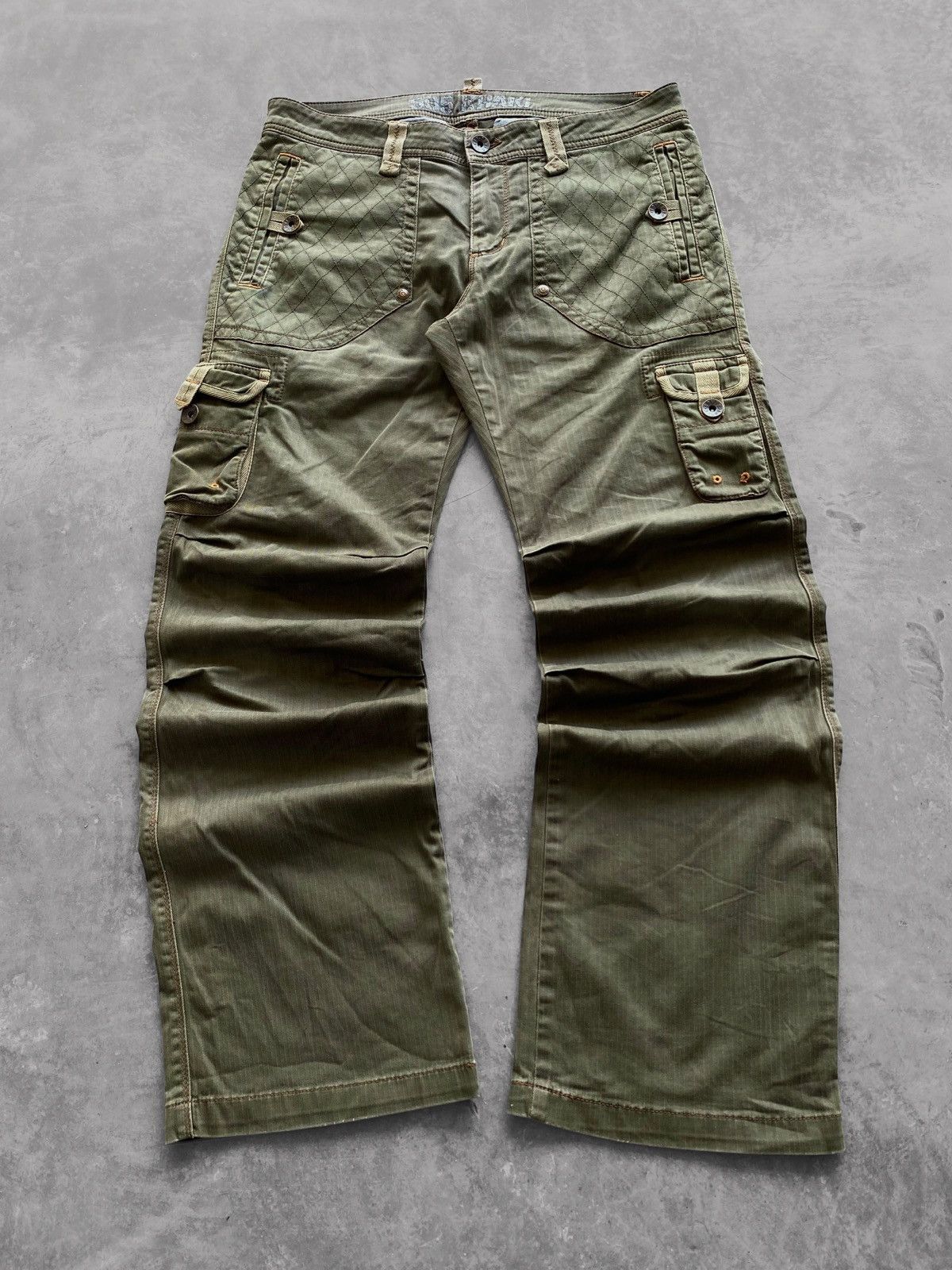 Edwin 🔥Flared🔥Vtg Edwin Japan 505 Cargo Pants Military Green Size US 32 / EU 48 - 3 Thumbnail