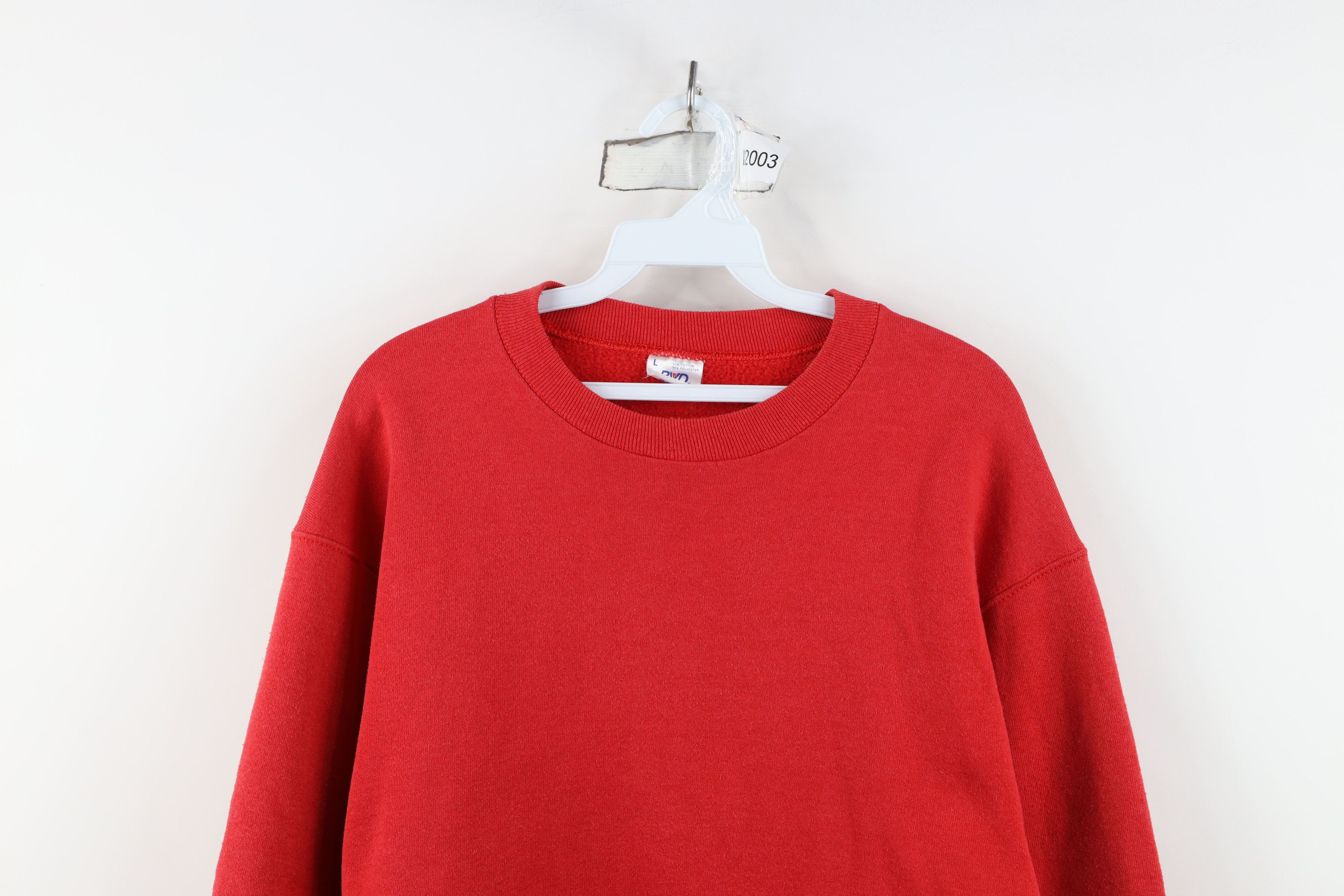 Vintage Vintage 90s Streetwear Blank Crewneck Sweatshirt Red USA Size US L / EU 52-54 / 3 - 2 Thumbnail