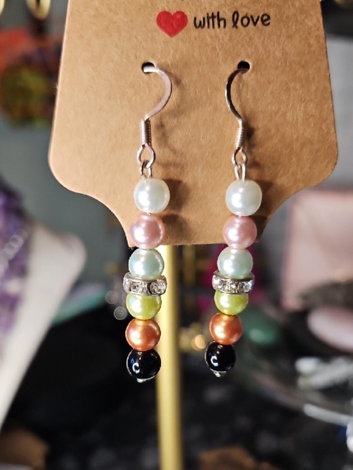 Other Handmade Multicolor Pearl Drop Earrings Size ONE SIZE - 2 Thumbnail