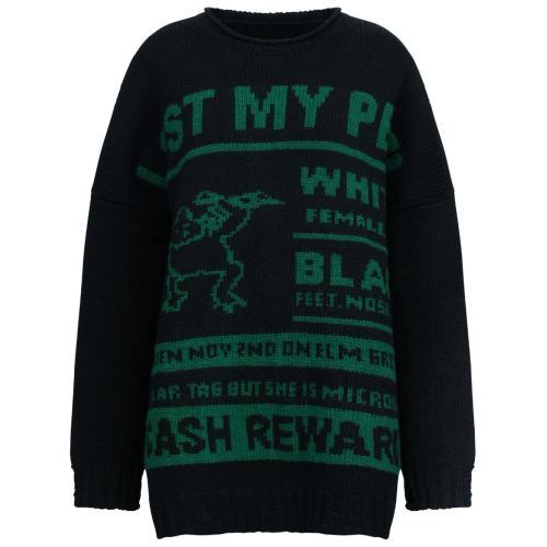 Maison Margiela oc11z0925 Intarsia Knit Oversize Jumper in Black/Green Size M / US 6-8 / IT 42-44 - 1 Thumbnail