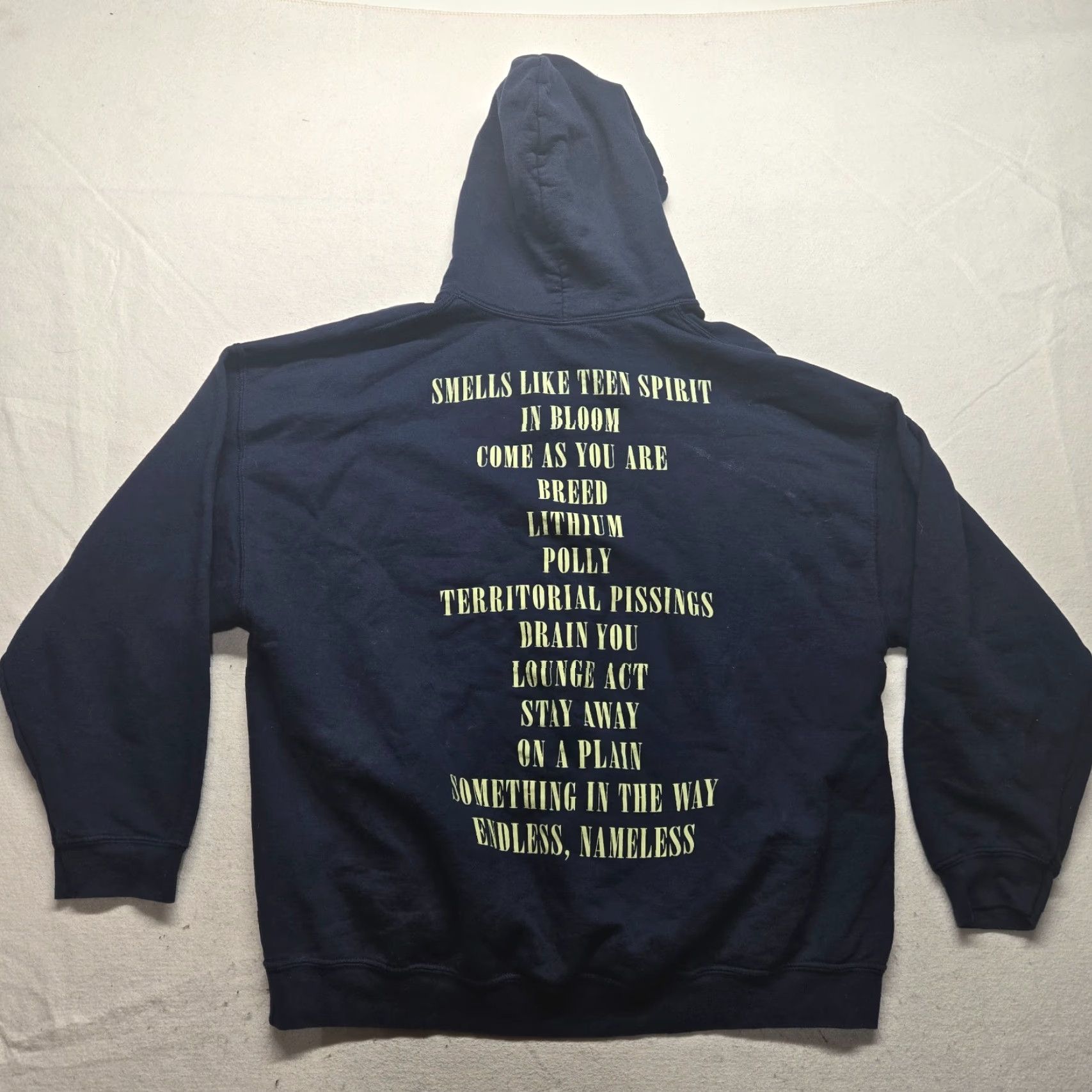 Vintage Nirvana Nevermind Unisex Hoodie Graphic Print Kurt Cobain Crew Neck 2XL Blue Logo Pullover 90s Mens Hoodie Size US XXL / EU 58 / 5 - 3 Thumbnail