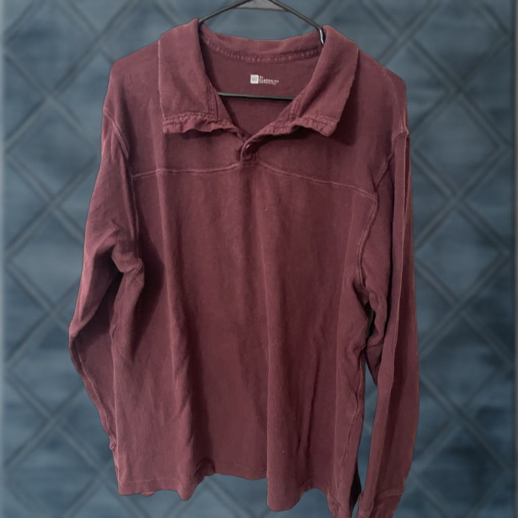 Gap VINTAGE Gap Mens Button Up Collar Sweater Maroon Pullover Knit XL Burgundy Acrylic Cotton Nylon Button Closure Pullover Knit Outdoor Fall Winter Mens Size US XL / EU 56 / 4 - 1 Thumbnail