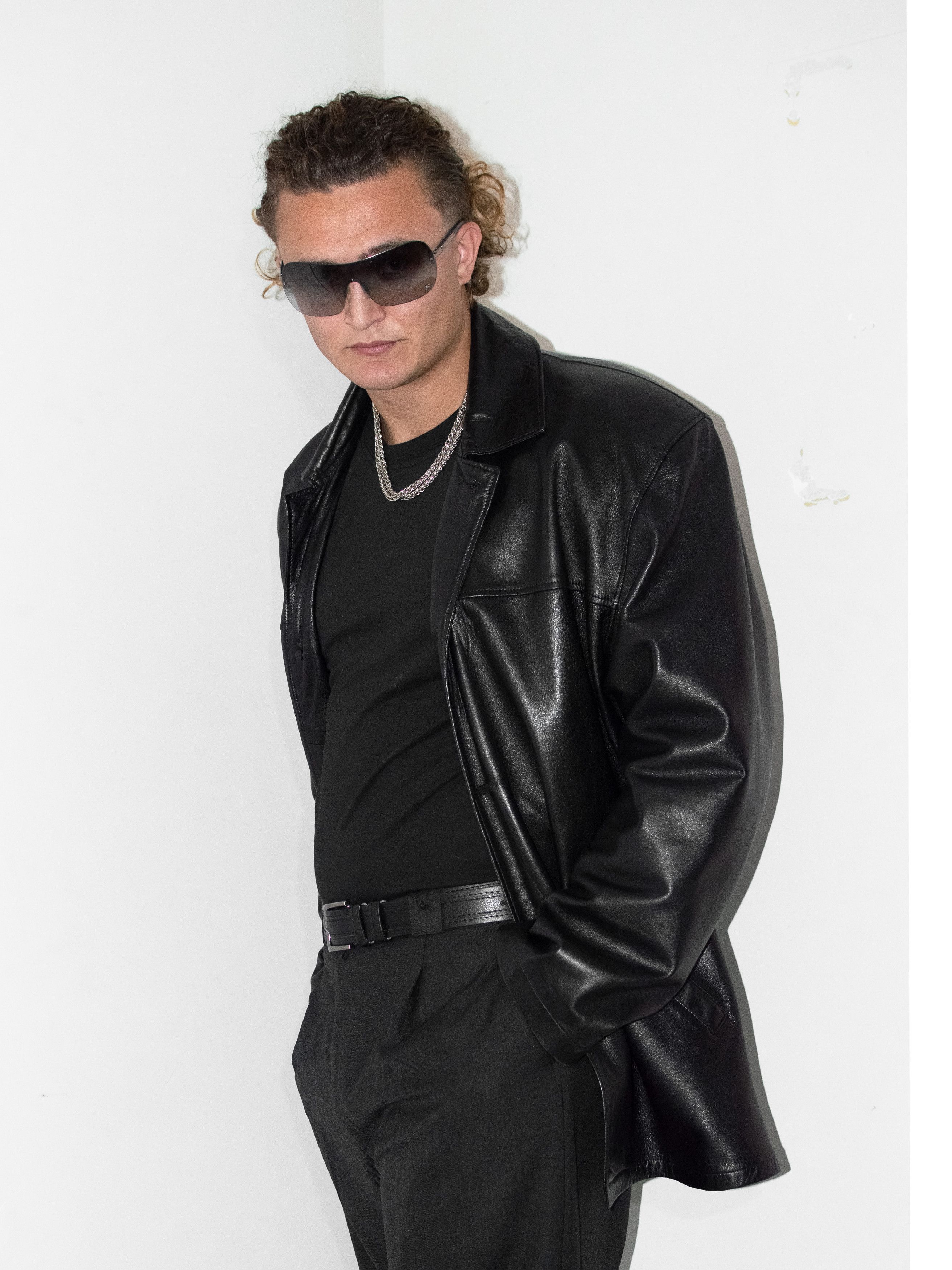 Designer × Vintage 90s black Leather lined Loose fit blazer coat Size US L / EU 52-54 / 3 - 2 Thumbnail