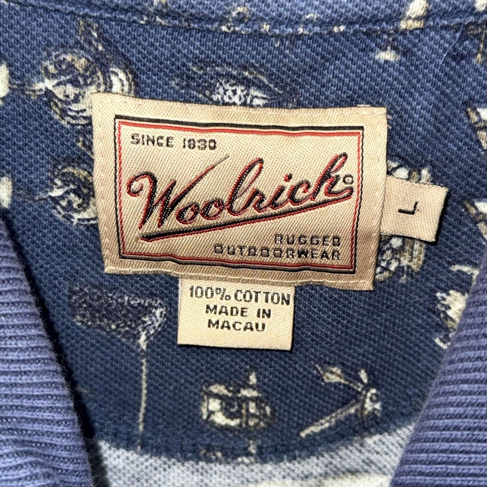 Vintage VINTAGE Woolrich Polo Shirt Mens L Blue Fishing Outdoor Print Short Sleeve New Size US L / EU 52-54 / 3 - 5 Thumbnail