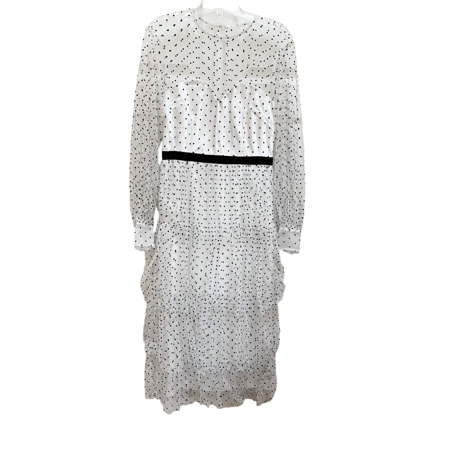 Alice McCall Alice McCall Mysteria White Polka-Dot Tiered Midi Dress Size M / US 6-8 / IT 42-44 - 2 Thumbnail