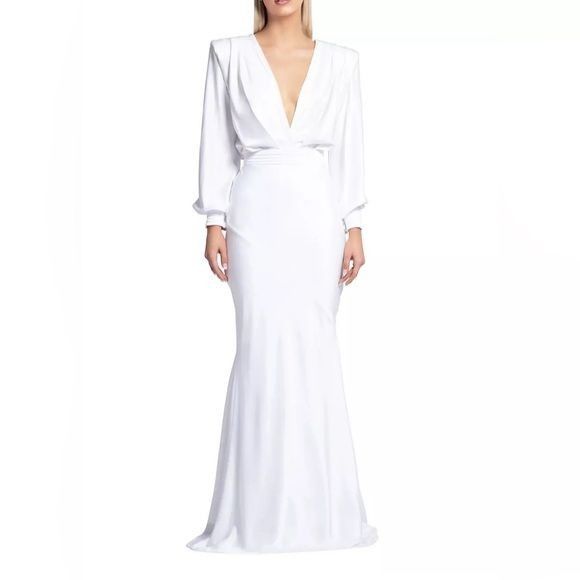 image of Zhivago Signature Betsy Bias-Cut Gown in White, Women's (Size Medium)