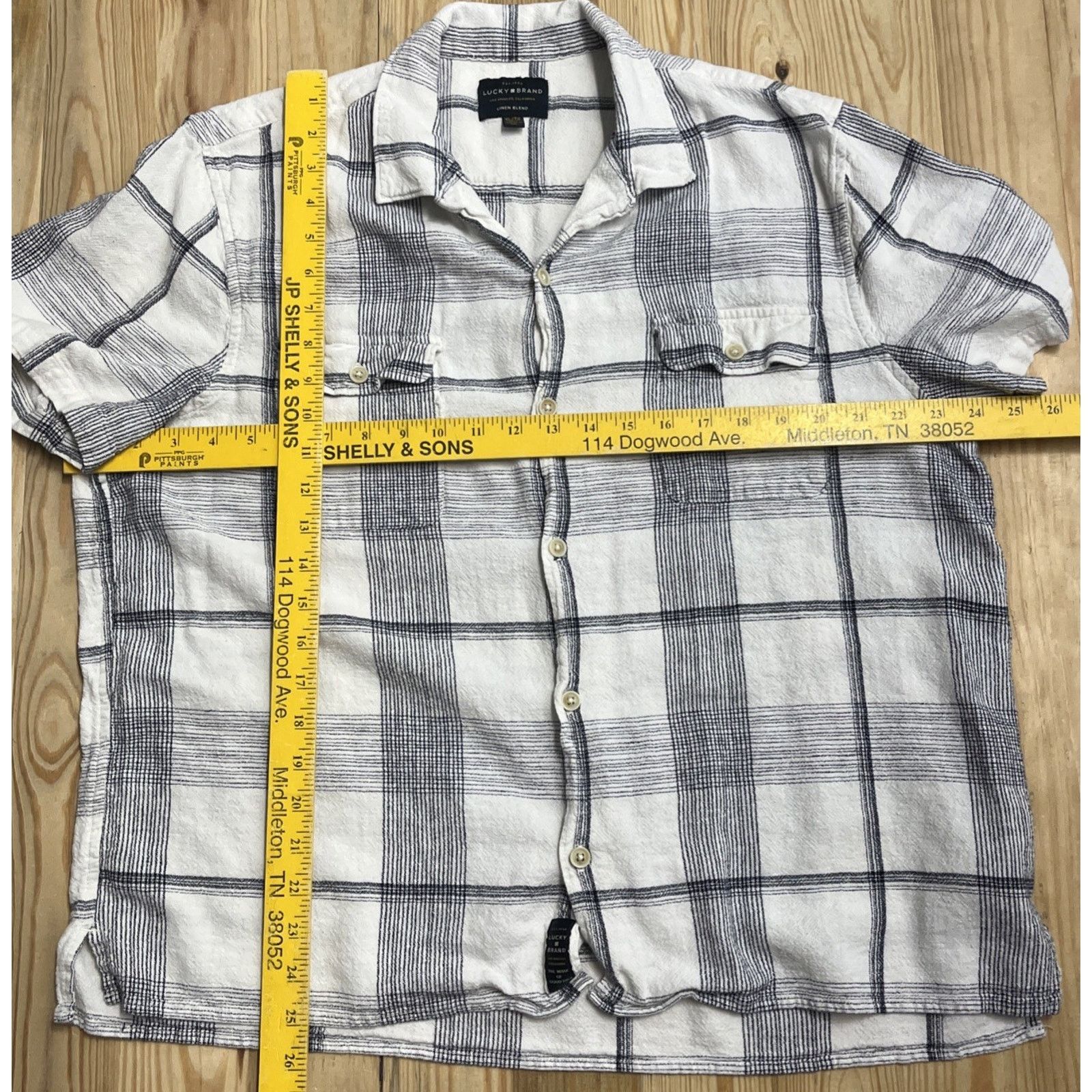 Lucky Brand Lucky Brand Linen Blend Plaid Button Front Shirt Men's XL Size US XL / EU 56 / 4 - 5 Thumbnail