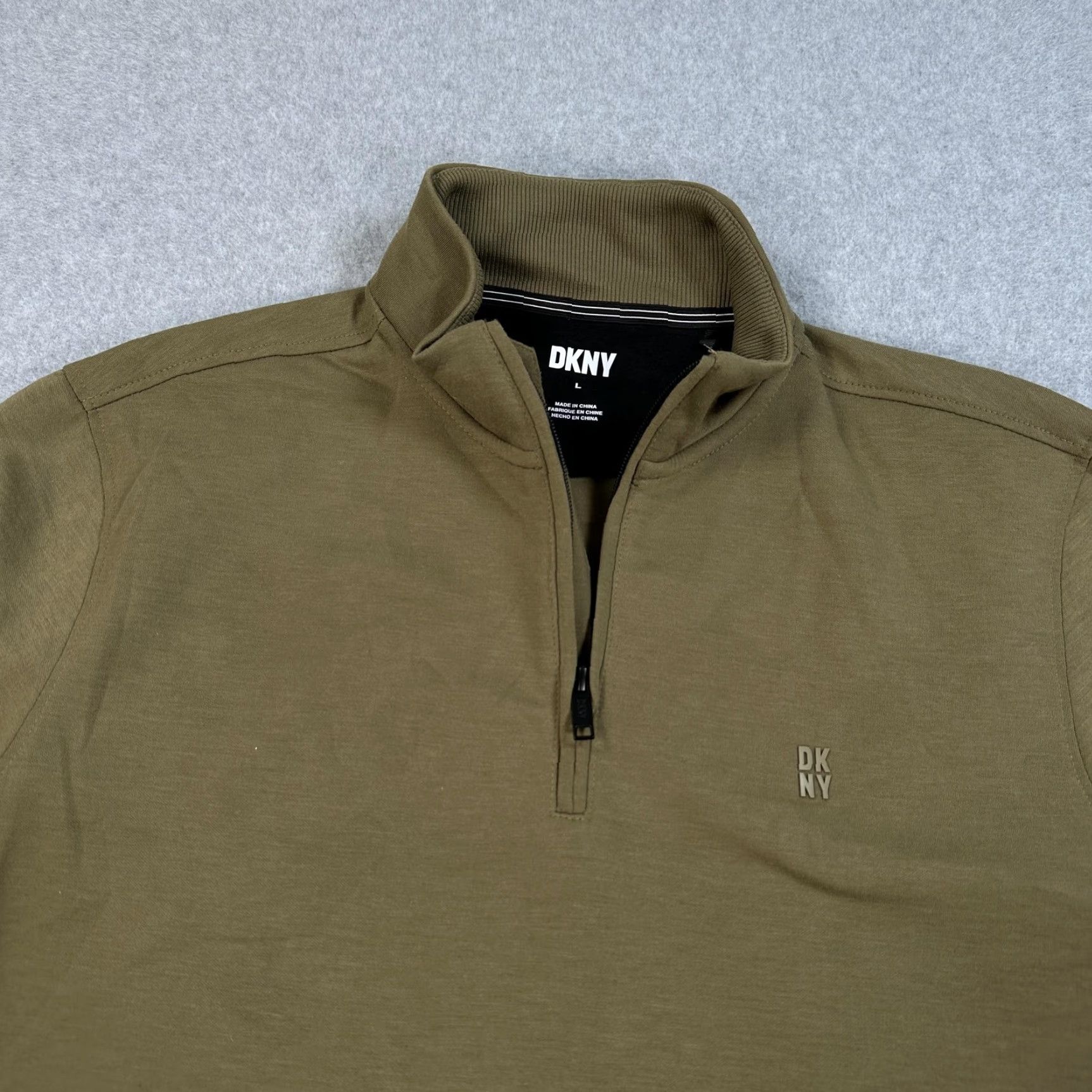 DKNY DKNY Sweatshirt Mens Large Green 1/4 Zip Mock Neck Sleeve Pocket Pullover Size US L / EU 52-54 / 3 - 4 Thumbnail