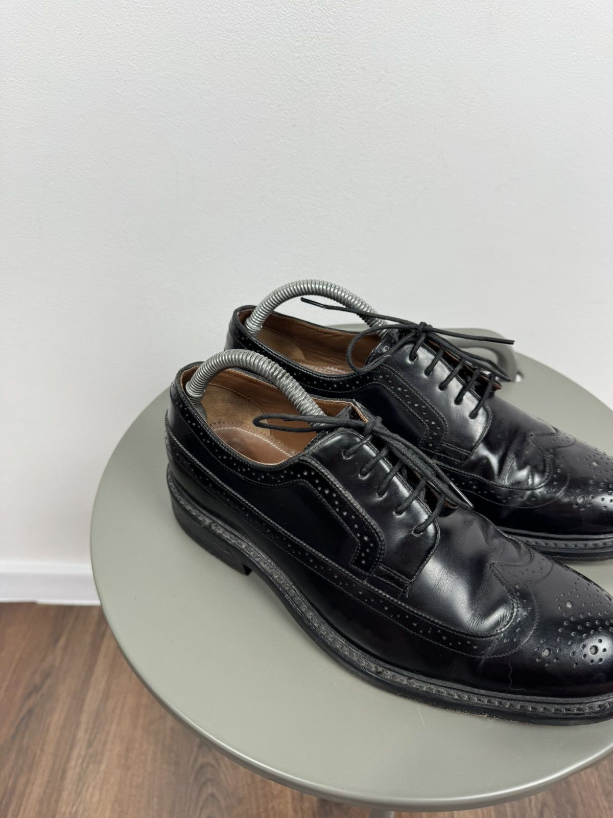 Other Vintage Black Leather Wingtip Brogue Oxford Shoes US 7 EU 40 Size US 7 / EU 40 - 2 Thumbnail