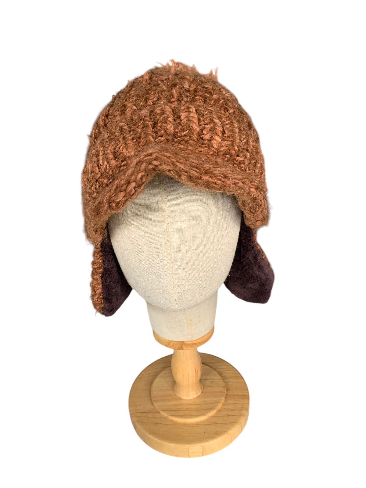 Japanese Brand Knitted Wool Earflap Hairy Rare Beanie Hats Size ONE SIZE - 2 Thumbnail