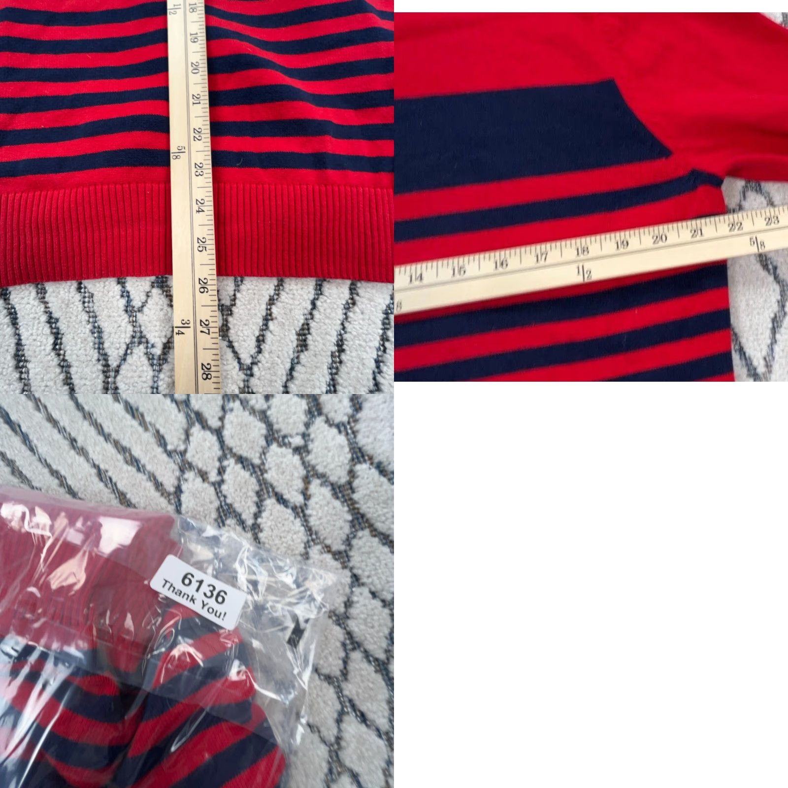 Tommy Hilfiger Tommy Hilfiger Sweater Men L Red Striped Knit 1/4 Zip Pullover Front Logo Embroidered Classic Preppy Modern Mens Knit Size US L / EU 52-54 / 3 - 8 Thumbnail