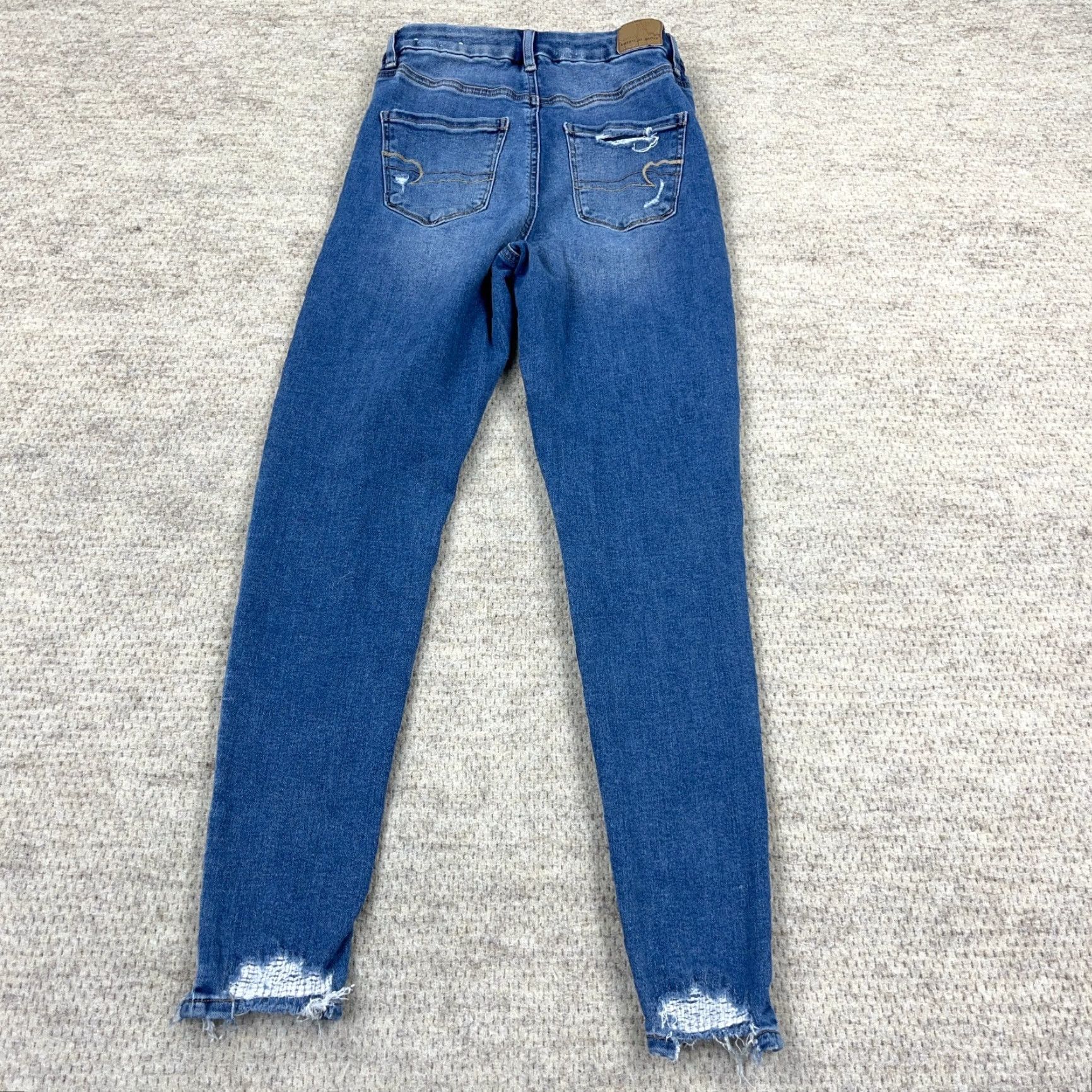American Eagle Outfitters American Eagle Jeans Women High Rise Jegging Distressed Stretch Denim Blue Adult Size 4 Womens Size 27" / US 4 / IT 40 - 2 Thumbnail
