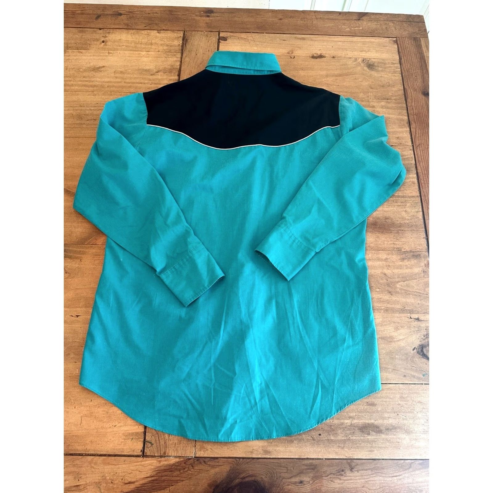 Vintage VINTAGE 80s Pearl Snap Western Shirt Ely Diamond Turquoise Black Embroidered L Shirt Mens Small? Size US L / EU 52-54 / 3 - 5 Thumbnail