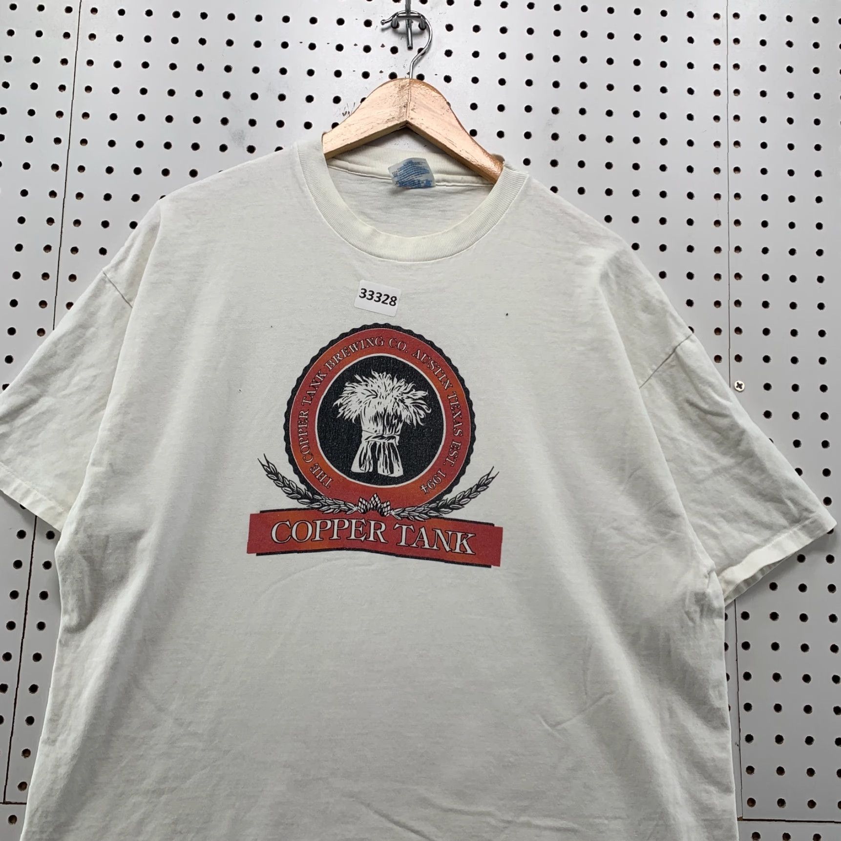 Hanes VINTAGE 90s Copper Tank Beer Shirt Mens XL White Hanes Crew Neck Short Sleeve 23x30 USA Mens Men Size US XL / EU 56 / 4 - 3 Thumbnail