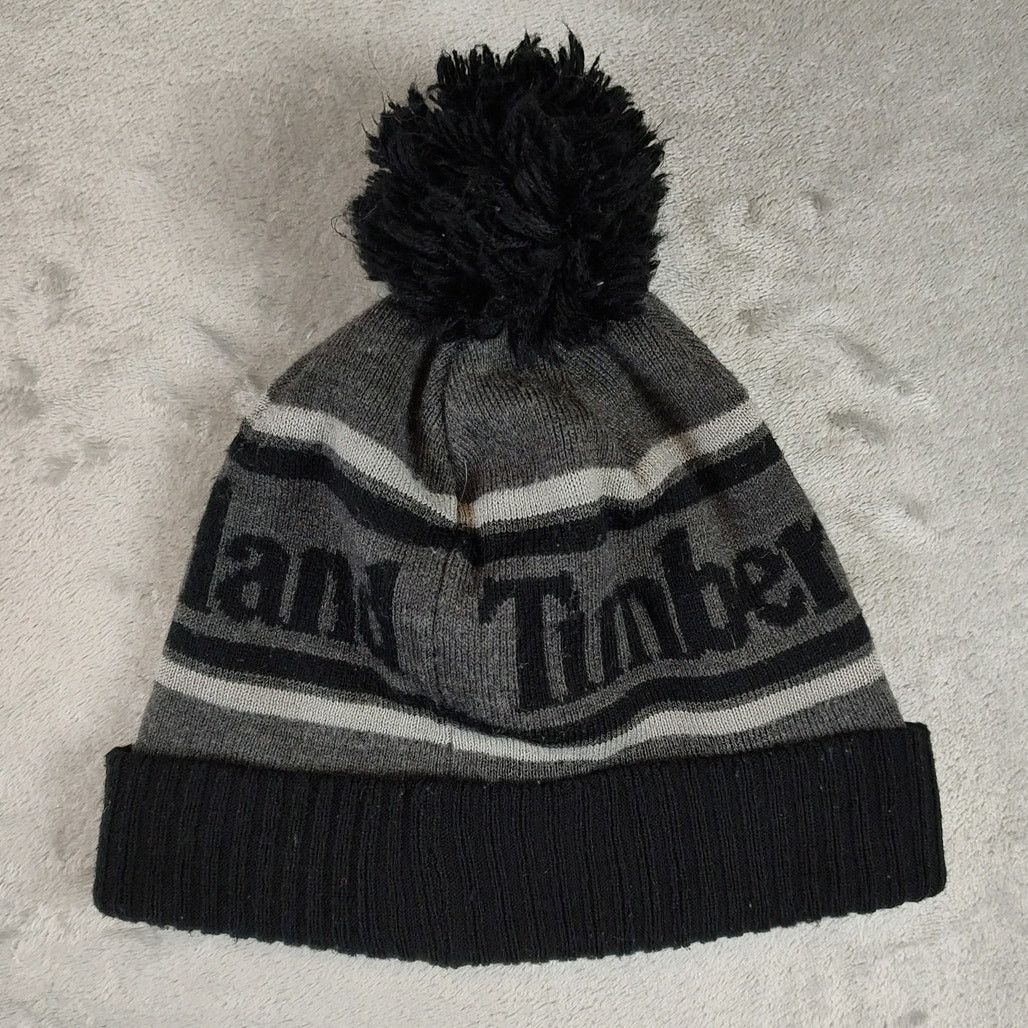 Timberland Timberland grey/black logo pom pom winter beanie unisex OS Size ONE SIZE - 2 Thumbnail
