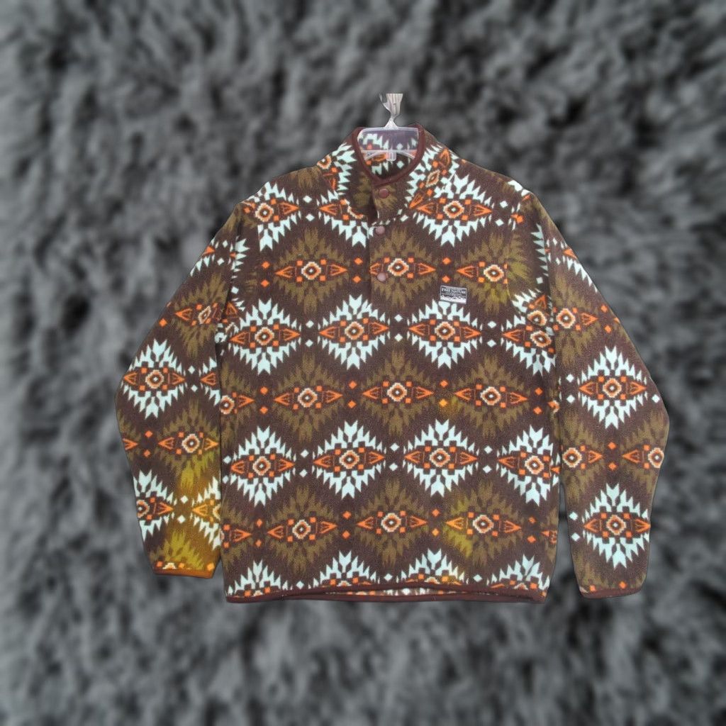 Vintage Free Nature Fleece Pullover Mens Small Brown Aztec Southwest Snap Mock Neck Pullover Geometric Pattern Sweater Men's Brown Aztec Mock Neck Pullover Size US S / EU 44-46 / 1 - 1 Thumbnail