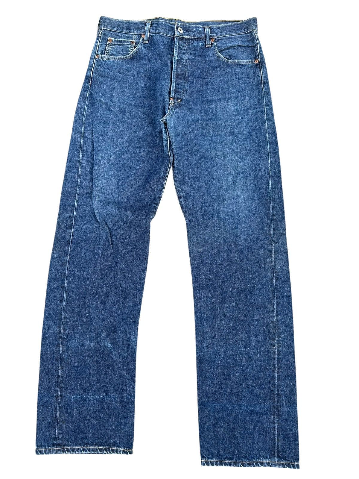 Kapital Vintage Levis Big E Selvedge Buckle Back Distressed Denim Size US 35 - 5 Thumbnail