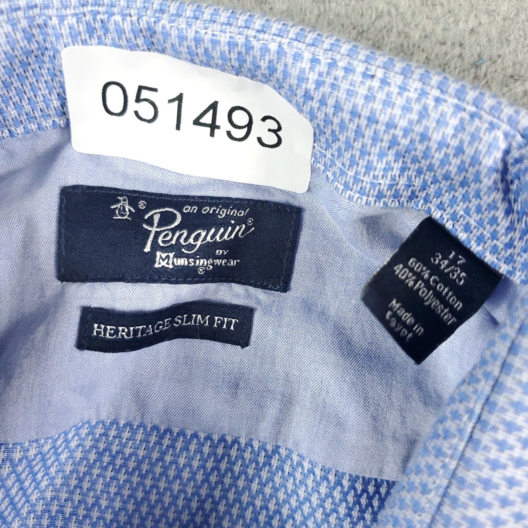 Vintage Penguin Dress Shirt Mens Size 17 Blue Long Sleeve Button Up Casual Business Size 46R - 6 Thumbnail