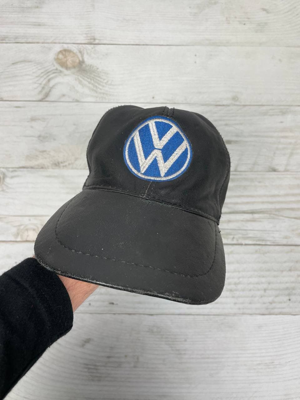 NASCAR Vintage Volkswagen Leather Cap Hat Logo 1990s Racing Y2K Vag Size ONE SIZE - 4 Thumbnail