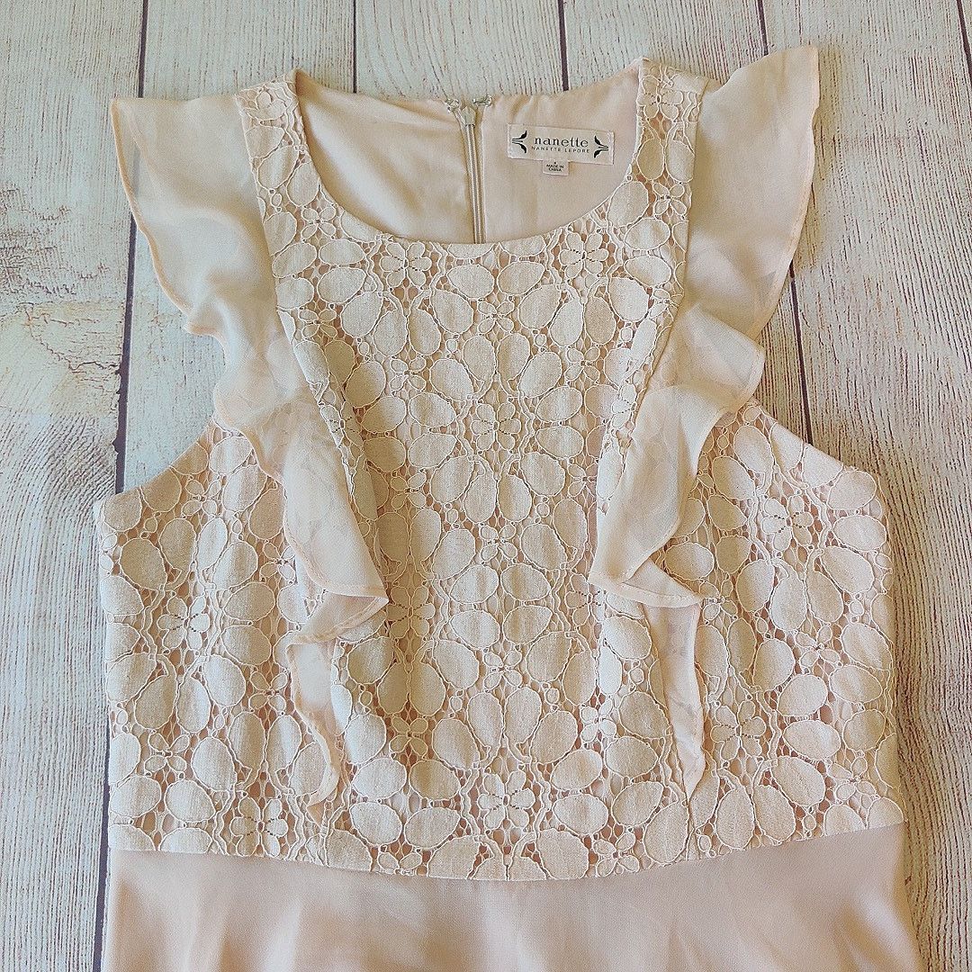 Nanette Lepore Nanette Lepore floral lace ruffle chiffon dresss sz 4 Size S / US 4 / IT 40 - 6 Thumbnail