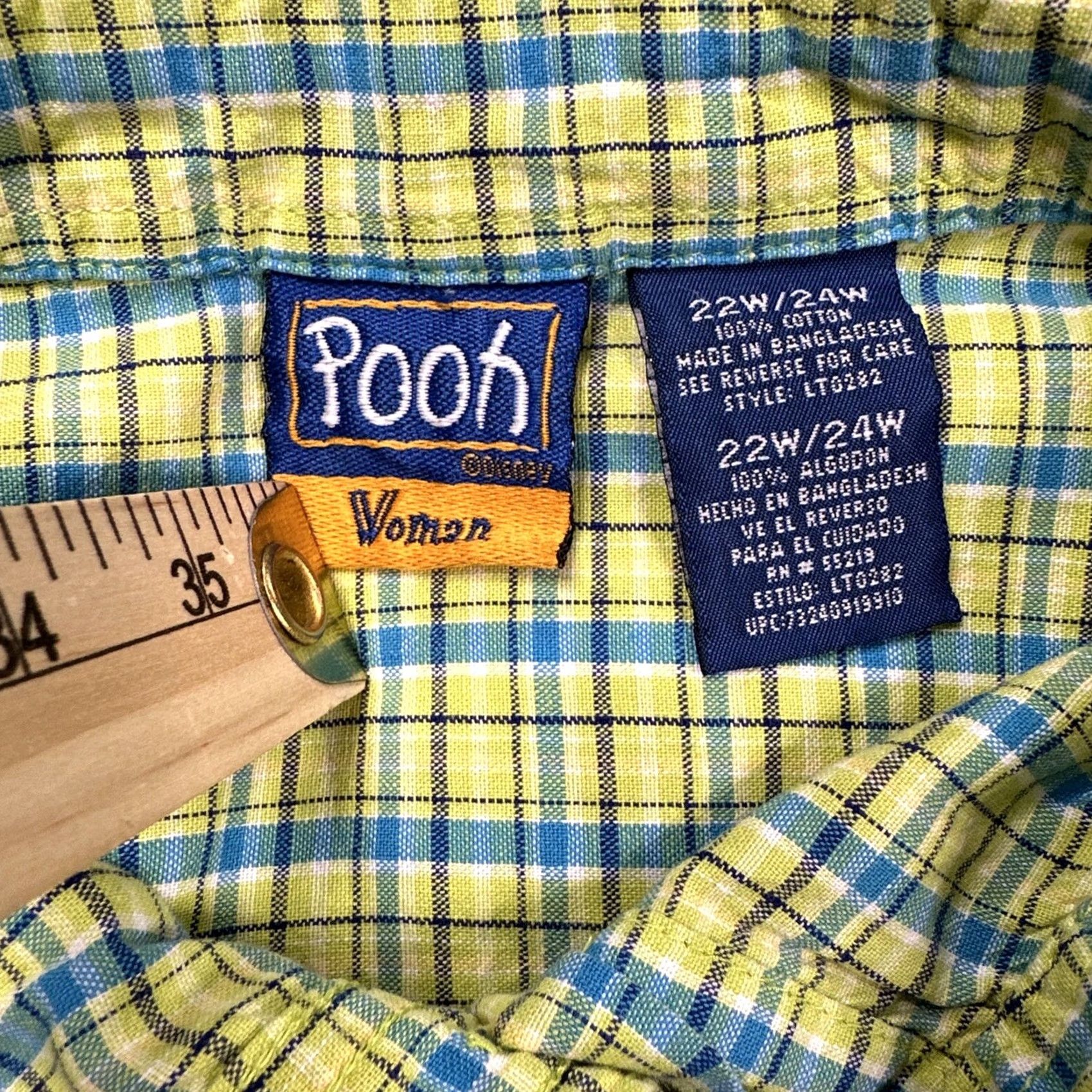 Vintage VINTAGE Disney Pooh Button-Up Shirt Women's 22W Jerry Leigh Collared Short Sleeve Embroidered Green Multi Size 3XL / US 20-22 - 3 Thumbnail