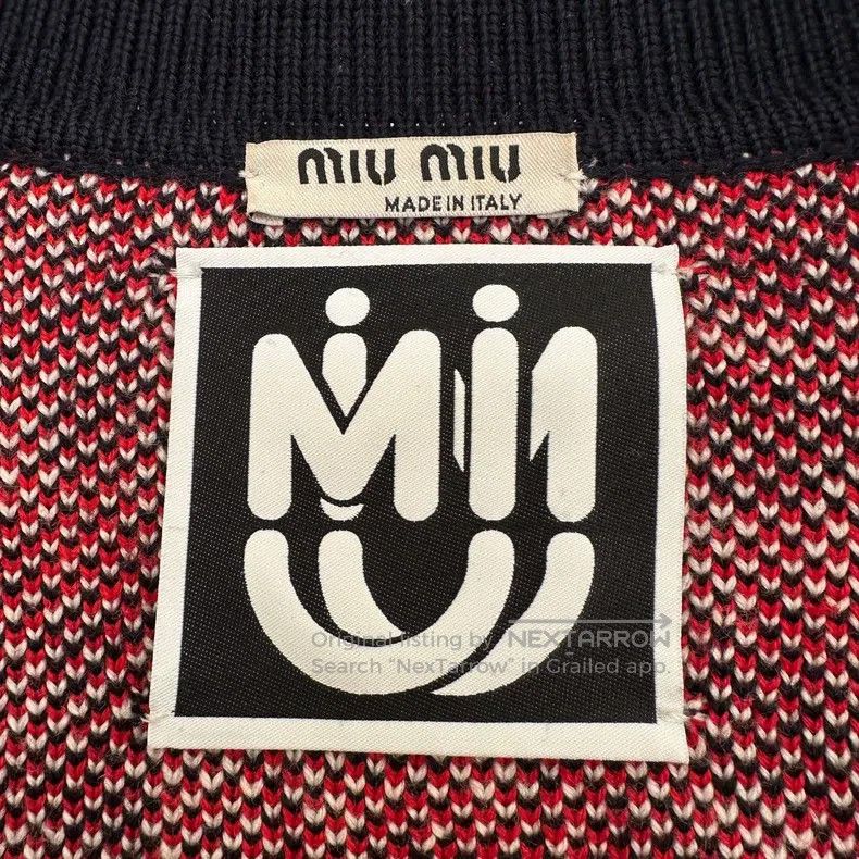 Miu Miu Miu Miu 36 Logo pattern mosaic wool knitted jacket jacket Size S / US 4 / IT 40 - 6 Thumbnail