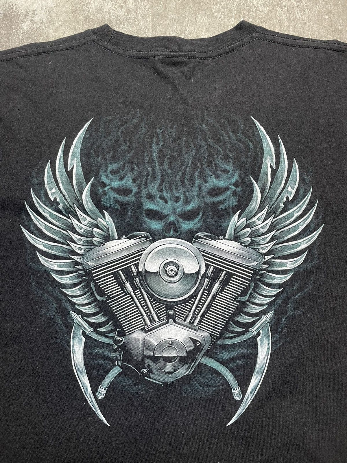 Harley Davidson Feel The Thunder Oeagle Harley Davidson Bike Skulls T Shirt Size US XL / EU 56 / 4 - 8 Thumbnail