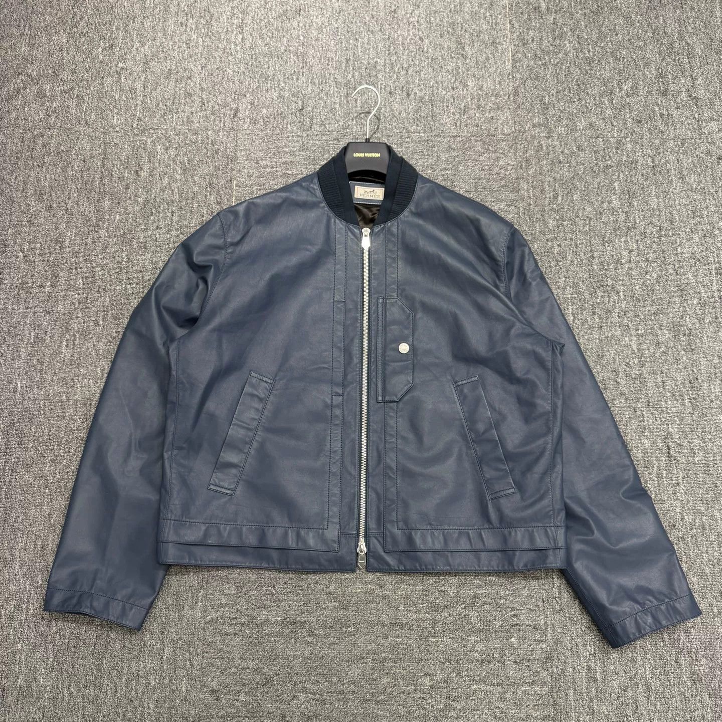 Hermes Hermes Dark Blue Leather Jacket Size US L / EU 52-54 / 3 - 1 Thumbnail