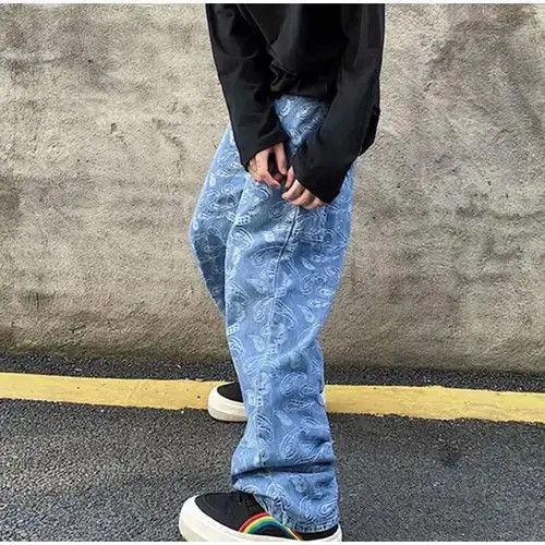 Japanese Brand × Vintage Print Cashew Flower Straight Jeans Size US 32 / EU 48 - 2 Thumbnail