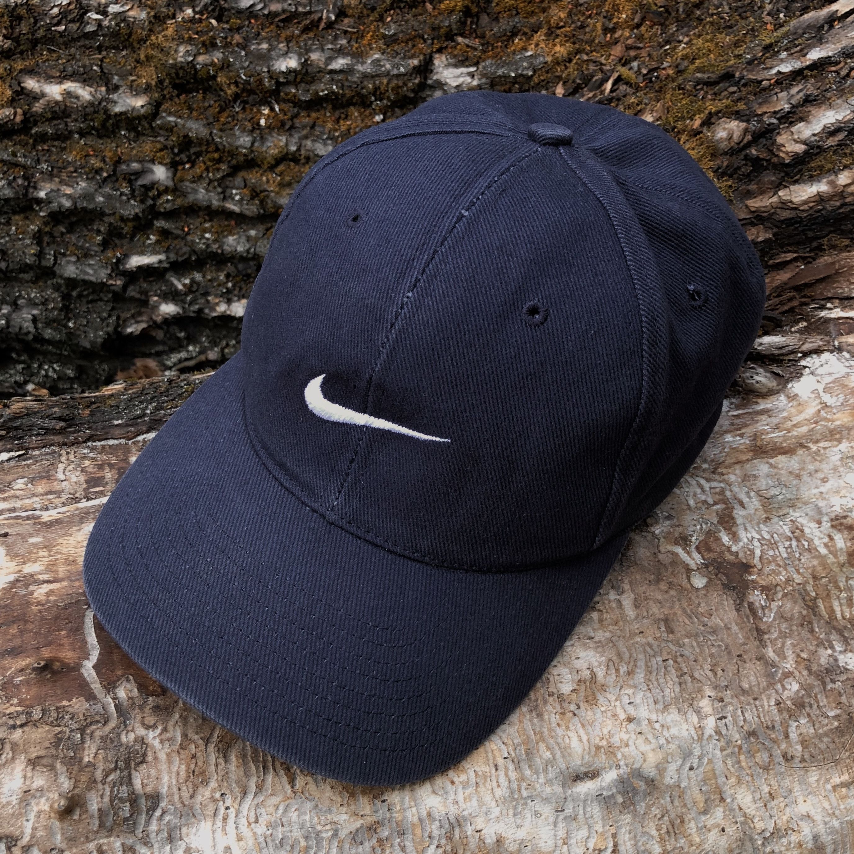 Nike Vintage Nike Centre Swoosh Navy Blue Cap gorpcore Size ONE SIZE - 1 Thumbnail