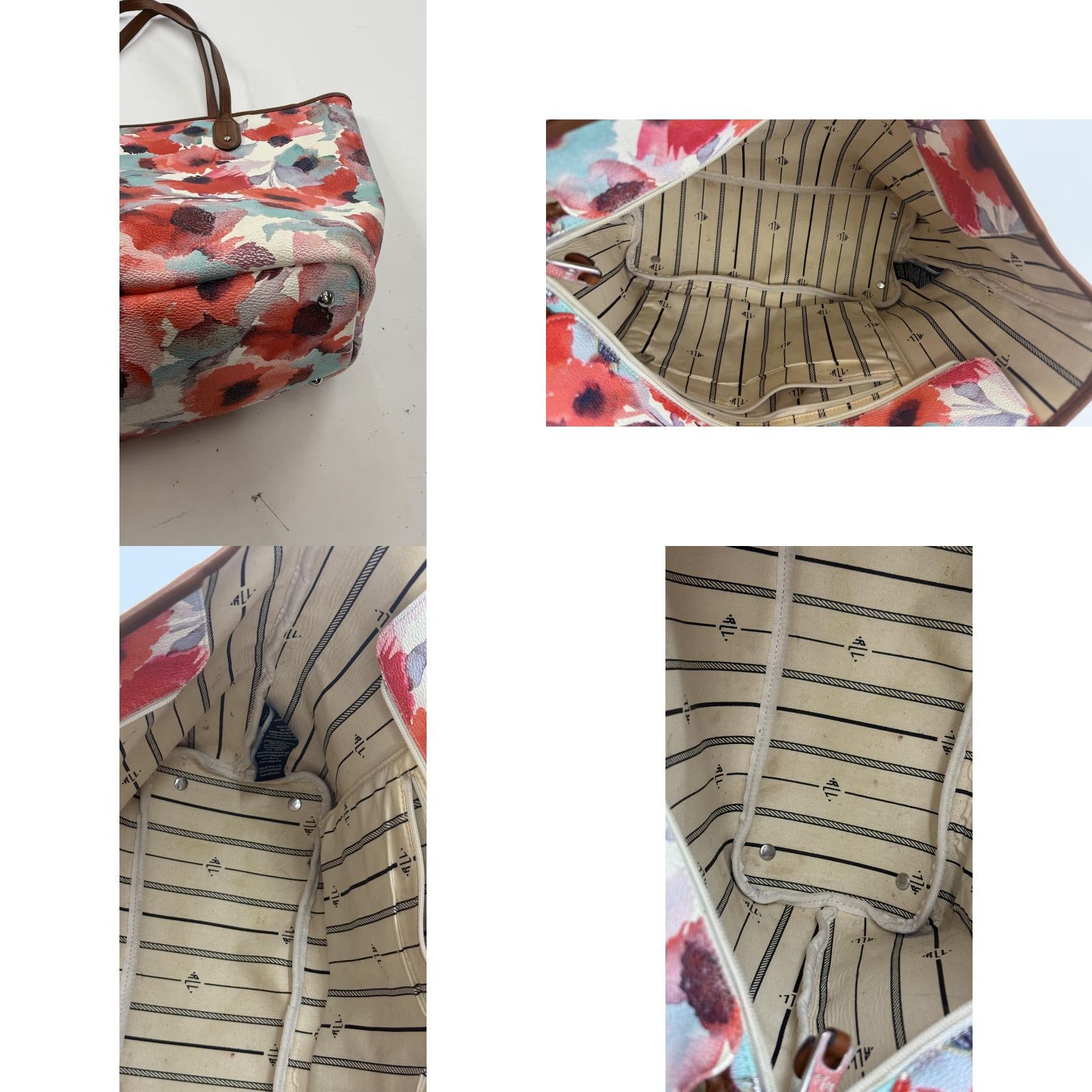 Ralph Lauren Ralph Lauren Tote Bag Womens Floral Watercolor Zip Top Shoulder RLL Logo Size L / US 10 / IT 46 - 8 Thumbnail