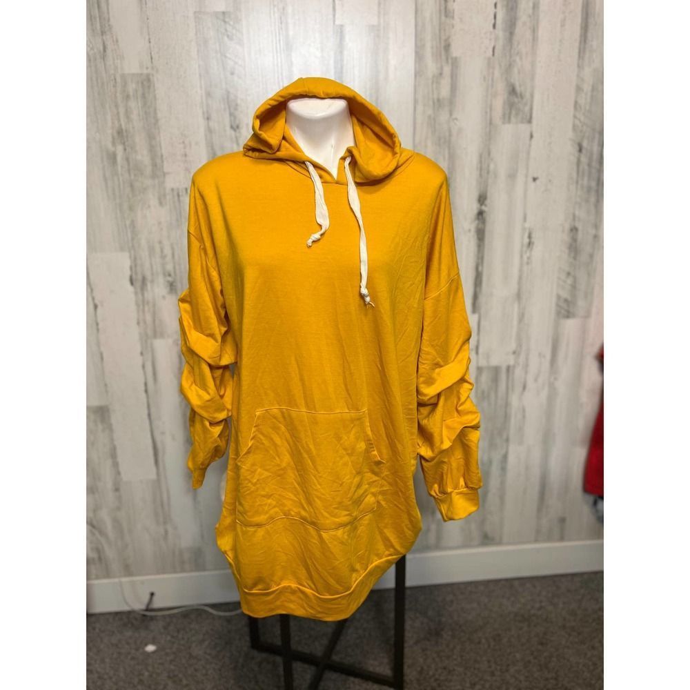 Other Ups & Downs Yellow Ruffle Sleeve Hoodie Dress Women’s 1X Size XL / US 12-14 / IT 48-50 - 1 Thumbnail