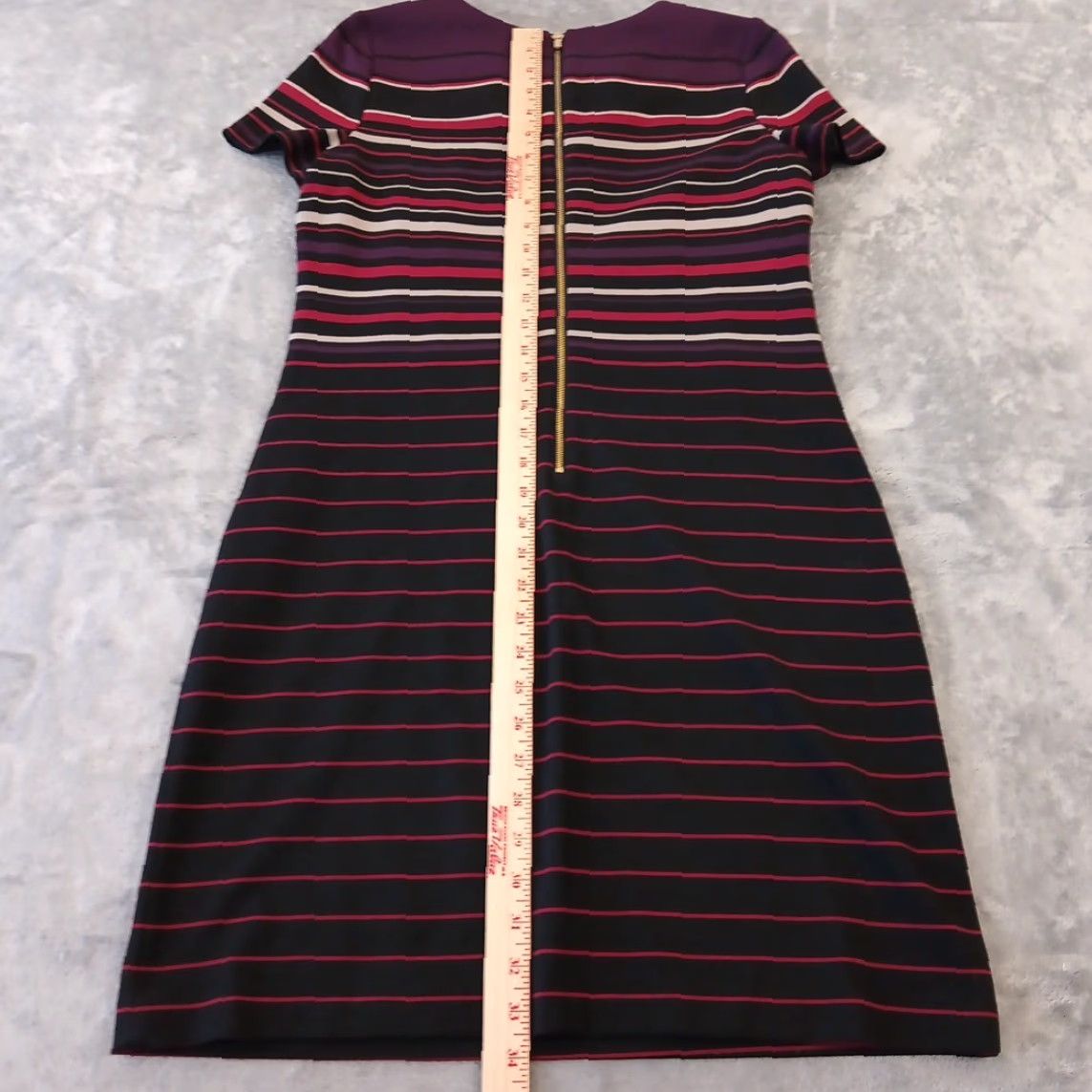 Calvin Klein Calvin Klein Sheath Dress Size 6 Purple Striped Cap Sleeve Knee Length Size M / US 6-8 / IT 42-44 - 4 Thumbnail