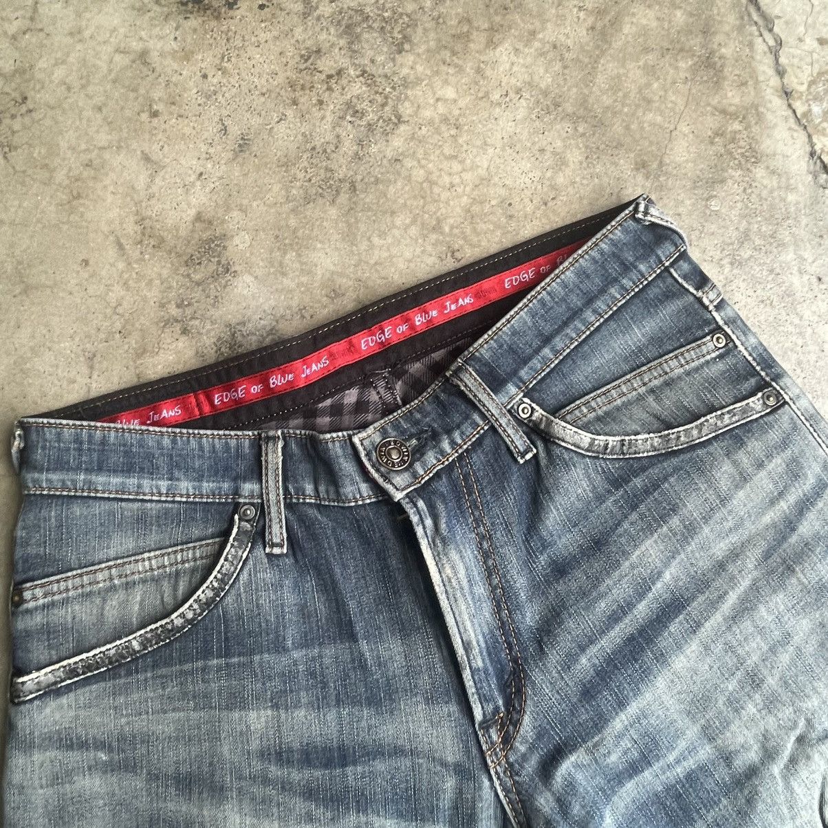 Edwin 🔥Vintage Edwin Edge Of Blue Stoned Washed Distress Jeans Size US 34 / EU 50 - 12 Thumbnail