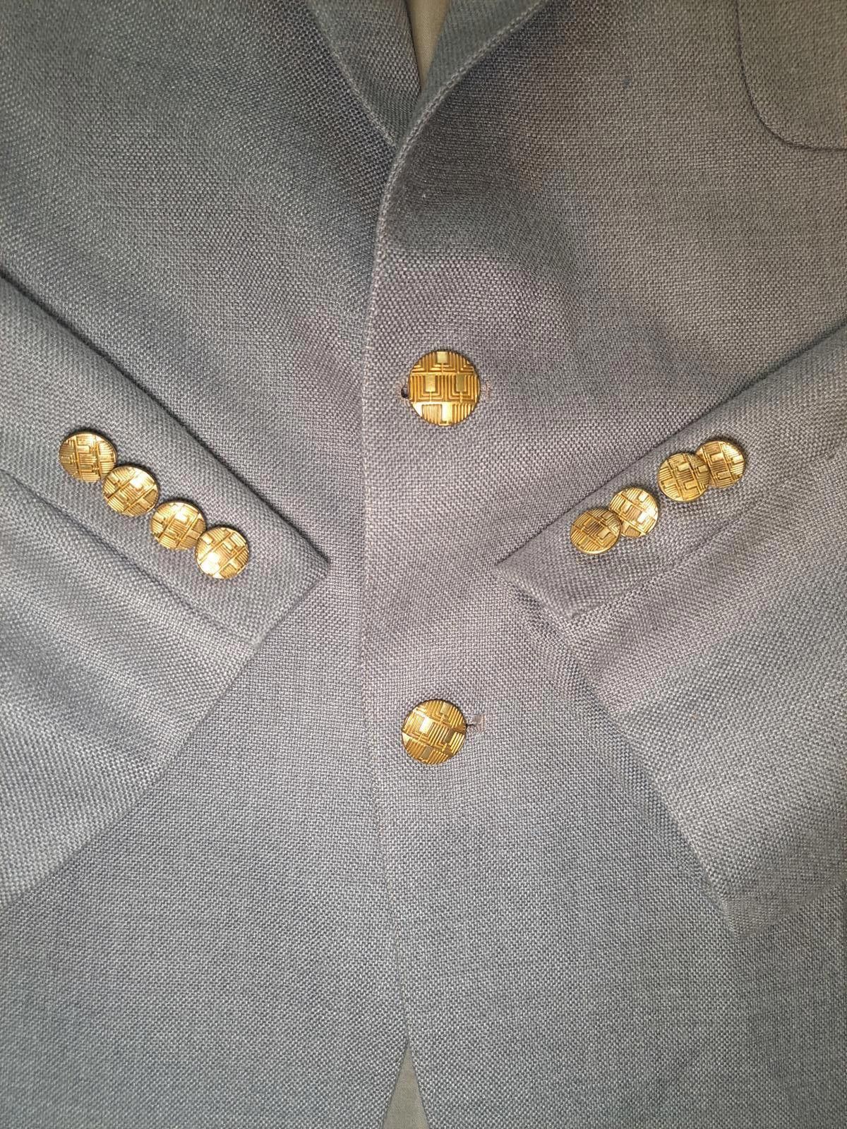 Lanvin Lanvin Blazer Mens 48L Gray Gold Buttons Sharkskin Wool Size 48L - 4 Thumbnail