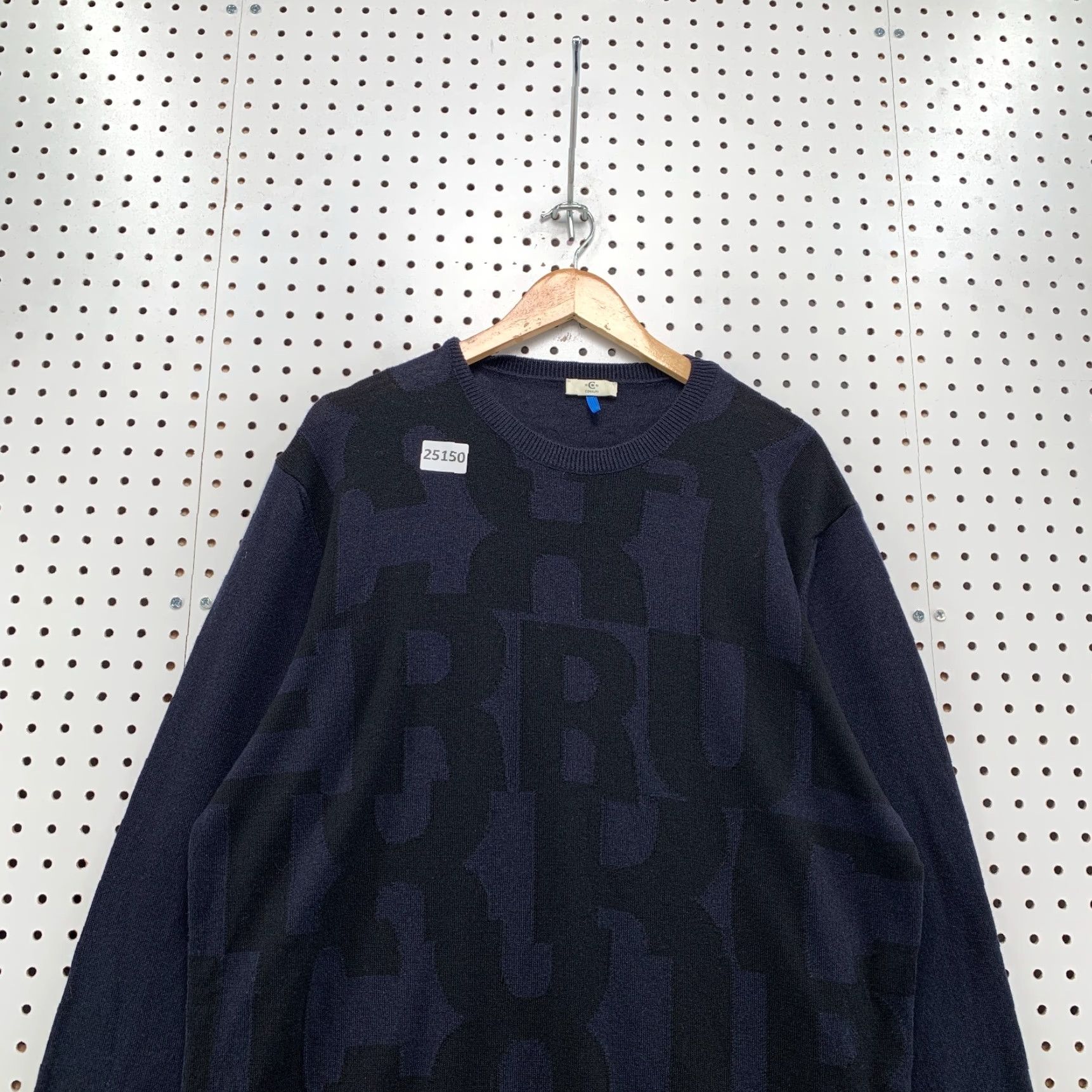 Vintage Cerruti Sweater Blue Black Spell Out Adult Mens Large 100% Wool Crewneck 25.5x30 Size US L / EU 52-54 / 3 - 5 Thumbnail