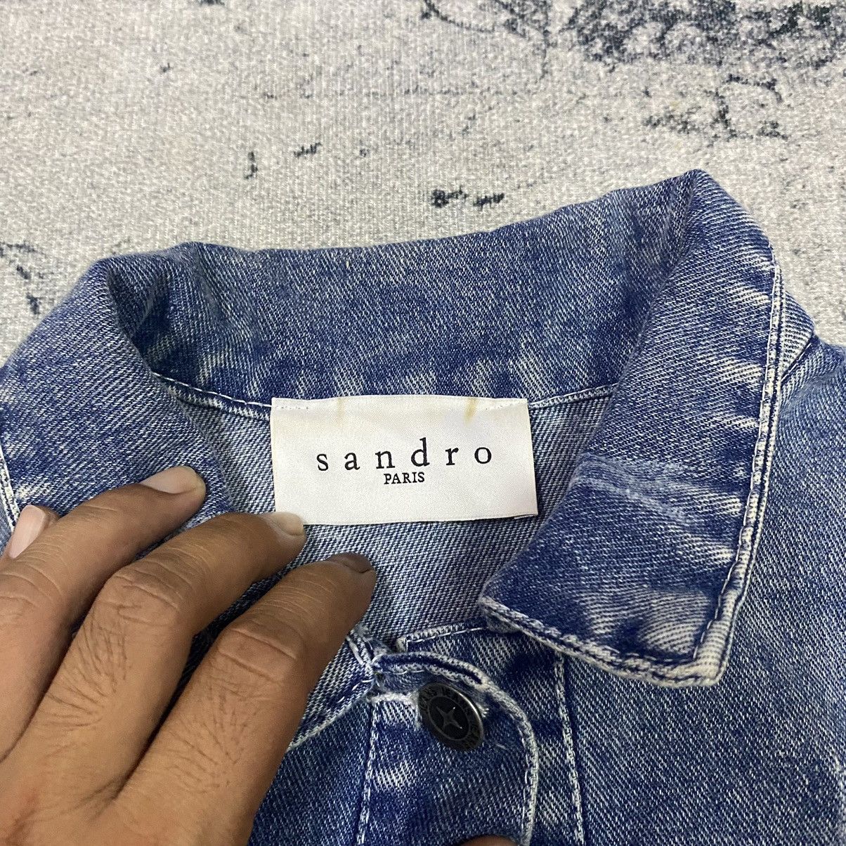Sandro Gcw23🔥Sandro Butterfly PatchWork Light Washed Denim Jacket Size M / US 6-8 / IT 42-44 - 8 Thumbnail