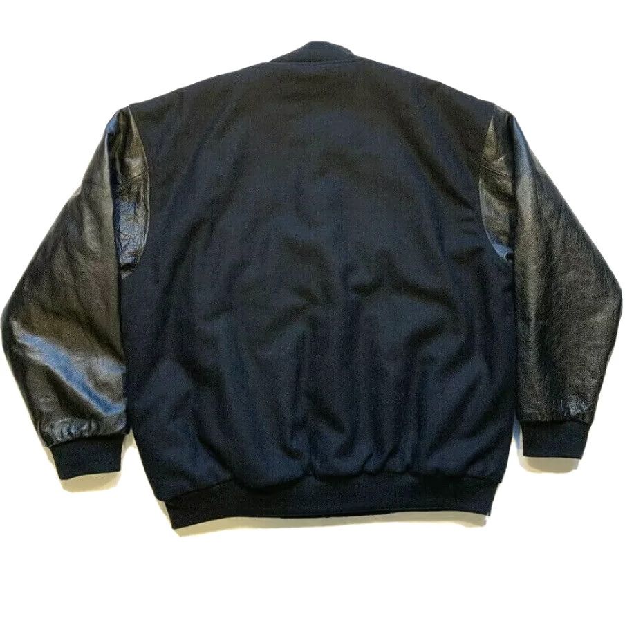 Lee VINTAGE Lee Sport Rams Wool Leather Bomber Varsity Jacket Snap XL Men's Black Wool 70%/30% Blend Rams Logo Leather Sleeves Varsity Jacket Size US XL / EU 56 / 4 - 2 Thumbnail