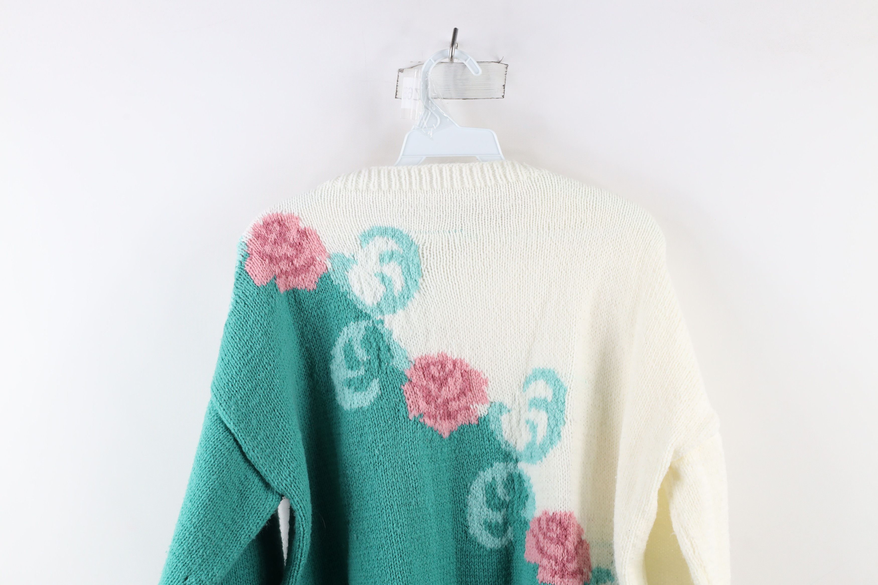 Vintage Vintage 90s Country Primitive Rose Flower Knit Sweater Size M / US 6-8 / IT 42-44 - 11 Thumbnail