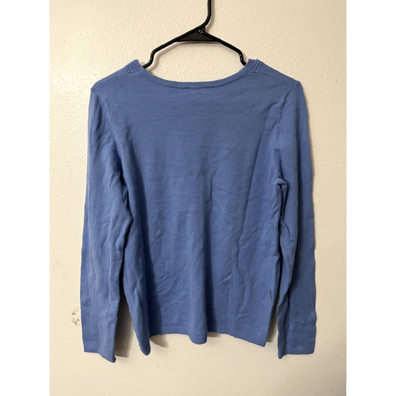 Talbots Talbots Pullover Sweater Women M Blue V-Neck Casual Knit Long Sleeve Button Size M / US 6-8 / IT 42-44 - 2 Thumbnail