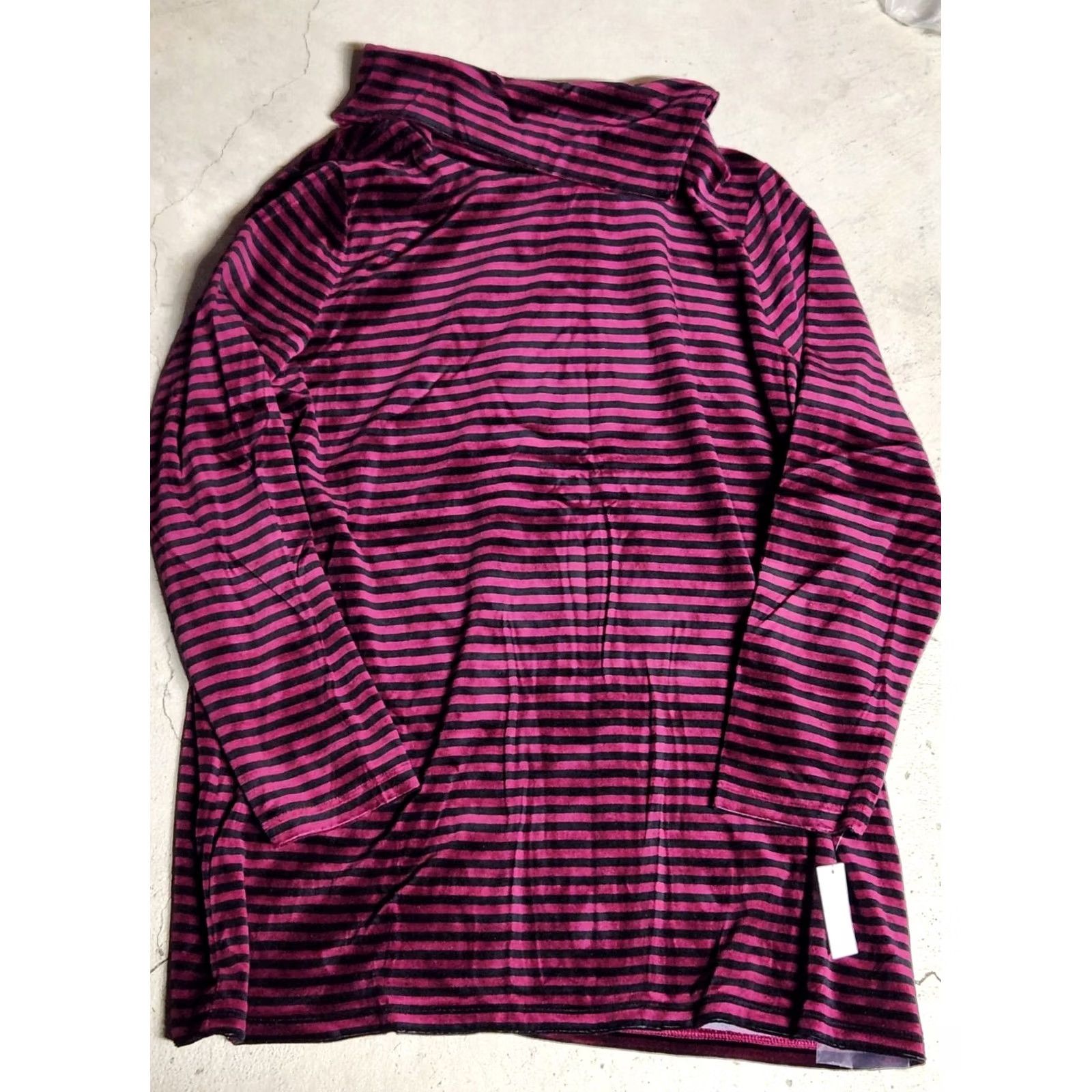 Talbots Talbots Plus Womens Sweater XL Purple Velour Pullover Cowl Neck Striped Logo Pullover Casual Womens ß Size XL / US 12-14 / IT 48-50 - 2 Thumbnail