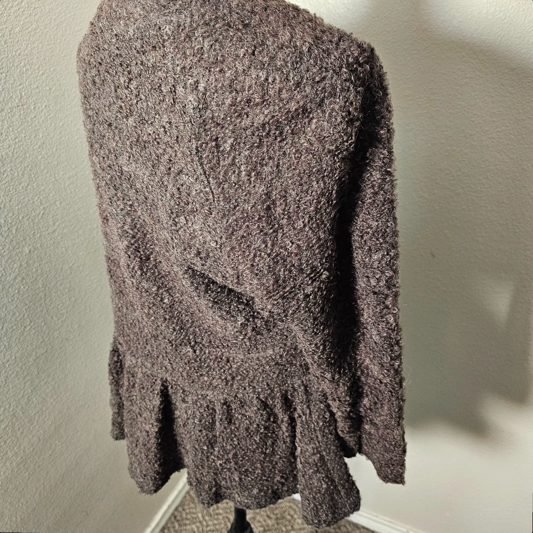 Bar III Bar III Cardigan Women's Sweater Size Large Brown Acrylic Open Ruffle Button Classic Solid Size L / US 10 / IT 46 - 5 Thumbnail